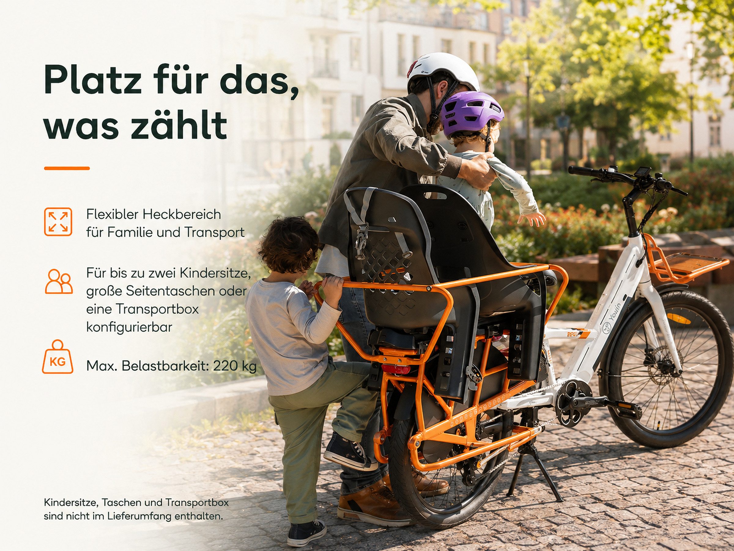 PixelPilot E-Bike Lasten-E-Bike Youin Berlin 26 Zoll, 250 W Mittelmotor, Dual-Akku 998 Wh, bis 125 km, 7 Gang, Mittelmotor, 998 Wh – Bild 5 von 5