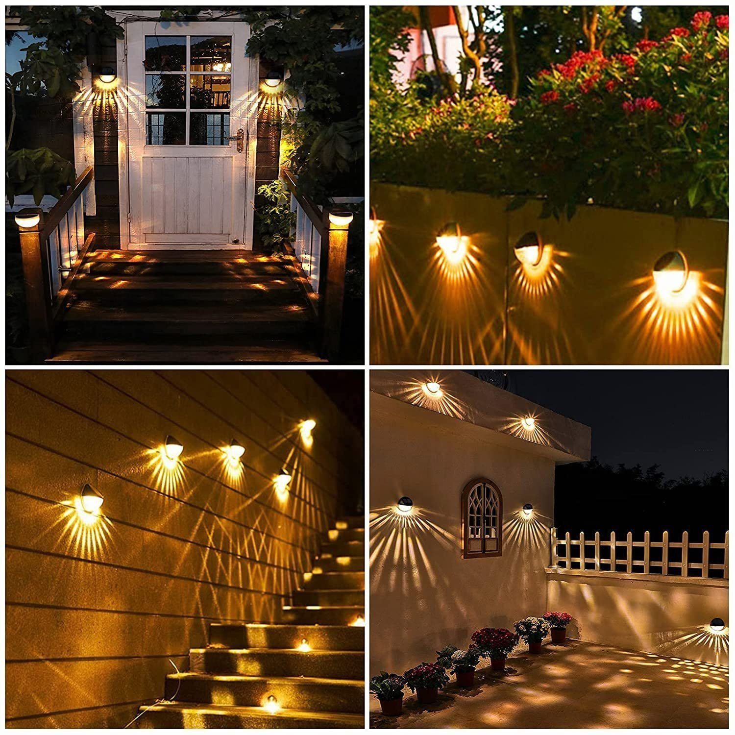 Elegear LED Solarleuchte Außen Warmweiß Gartenleuchte, Weihnachtsdeko für Garten, 2 PCS Gartenlampe, für Zaun Wand