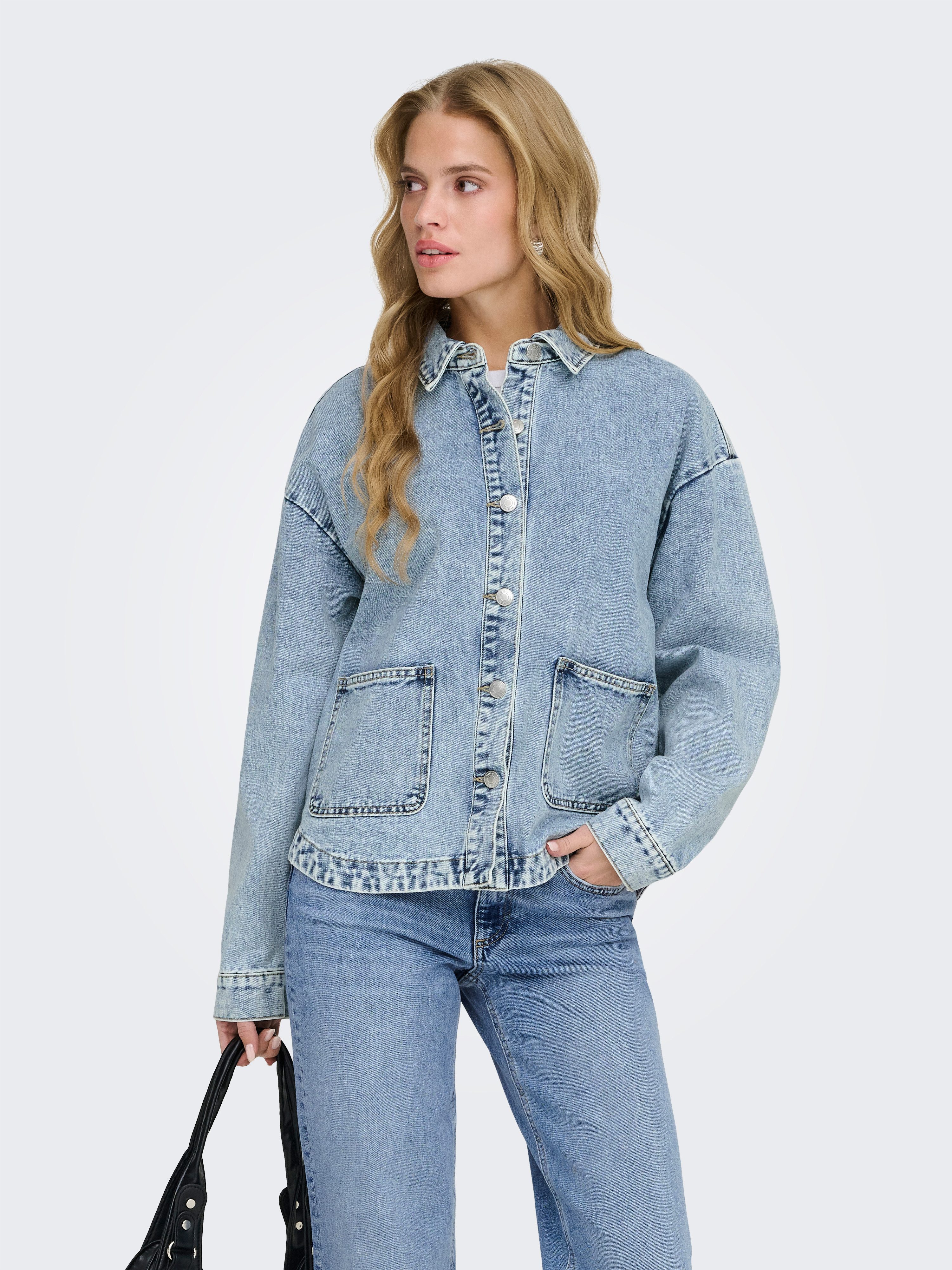ONLY Jeansjacke ONLLARA LS DNM SHACKET GUA NOOS Baumwollmischung