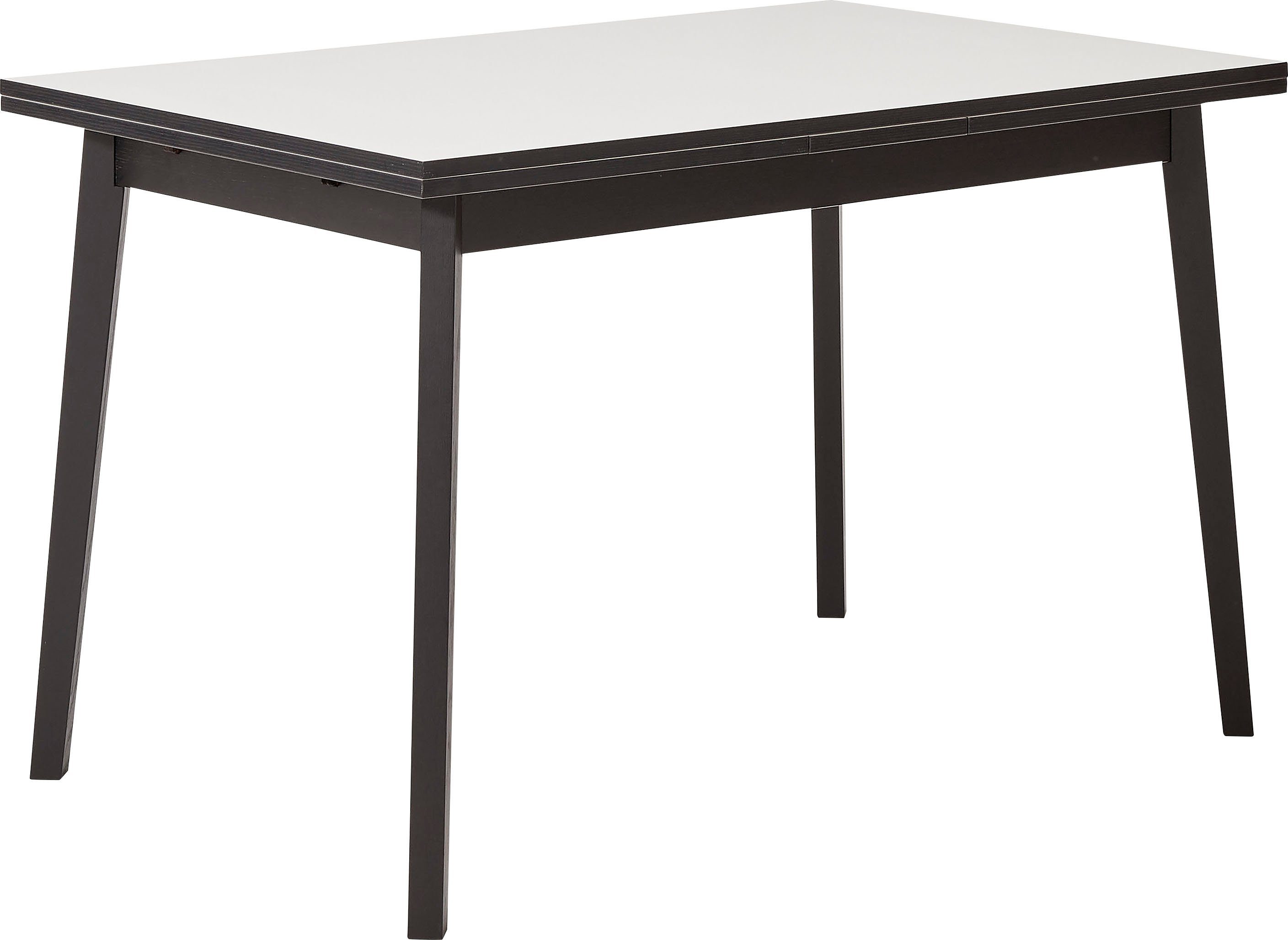 Hammel Furniture Esstisch Basic 120(220)x80 aus by Hammel cm, in und Melamin Tischplatte Weiß/Schwarz Massivholz Gestell Single