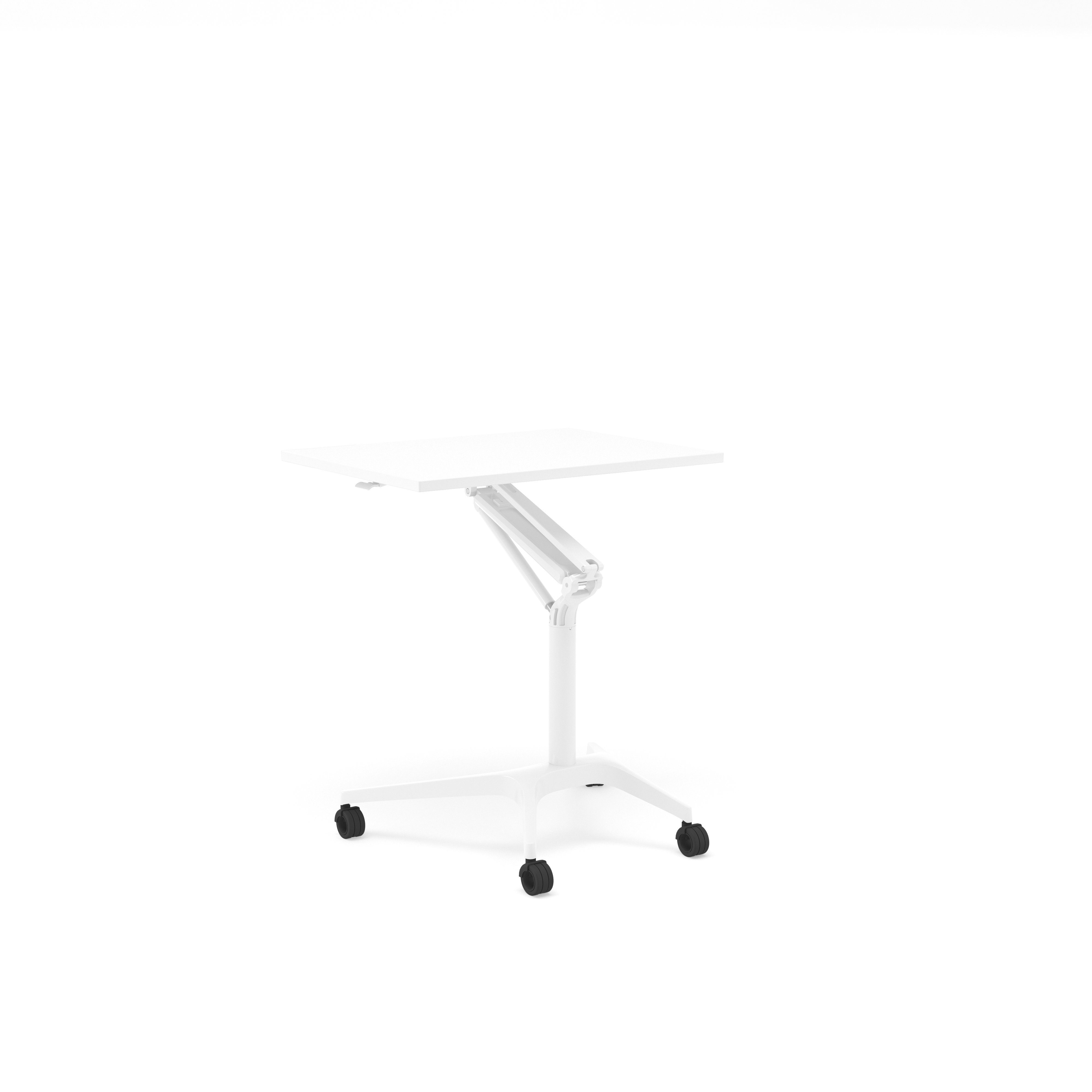 Stehtisch Gasfeder, ergonomischer Schreibtisch), Actiforce Tischplatte: (höhenverstellbar BringAlong durch FLEXI 80*67 cm Weiß & Gasfedertisch flexibler