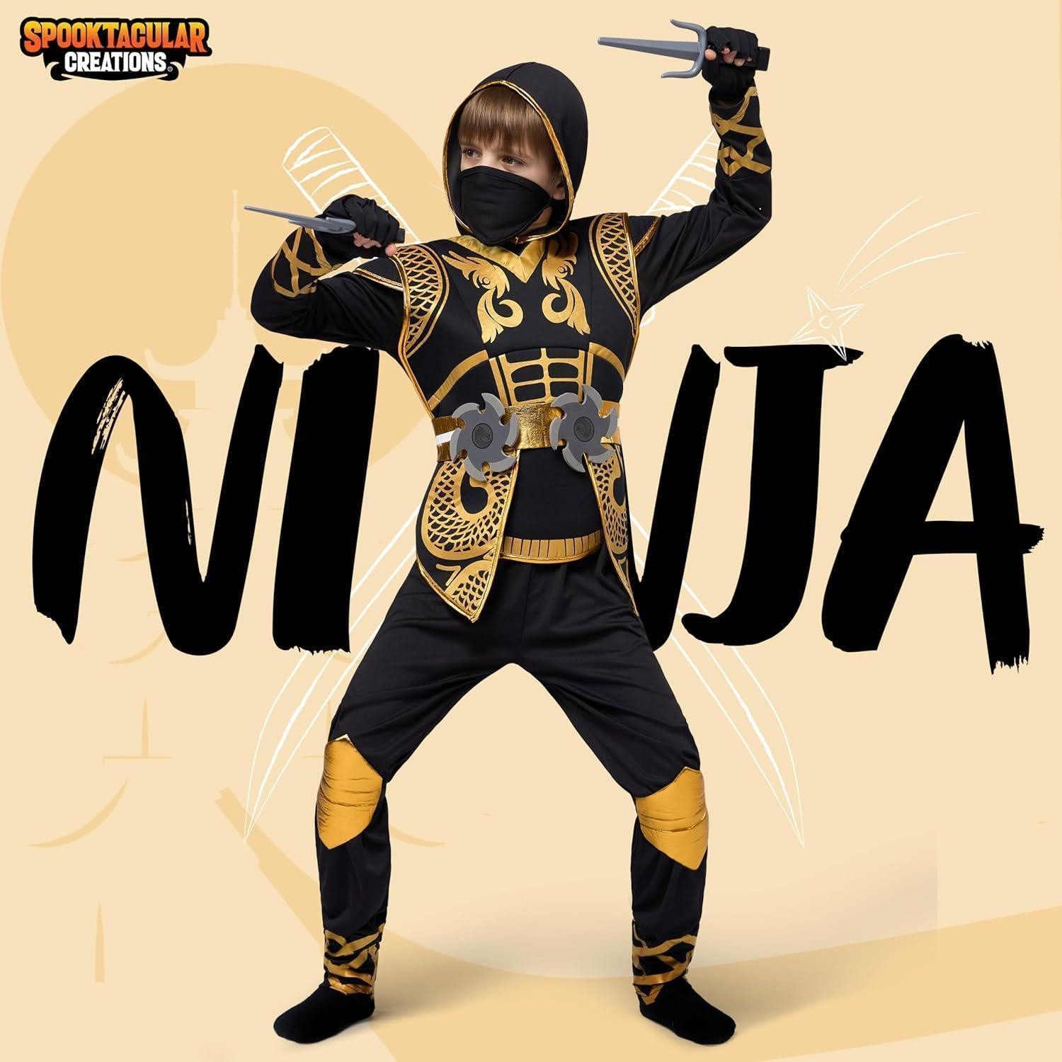 LuxusKollektion Ritter-Kostüm Halloween Golden Ninja Fighter Kostüm Kinder Kleinkinder Jungen