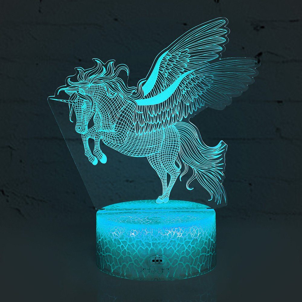 Rosnek LED Nachtlicht 3D LED Nachtlicht, Einhorn-Serie Tisch Tischlampe, Kinder Geschenk, LED wechselbar, 16 Bunte Veränderung, 16 Farbwechsel
