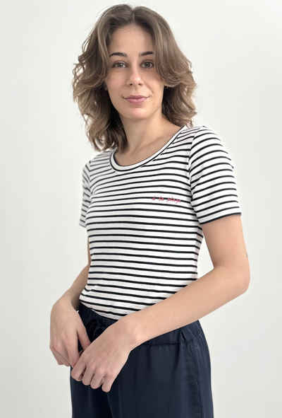 Zuckerwatte T-Shirt maritime Optik, Rundhalsshirt mit Streifen aus Baum