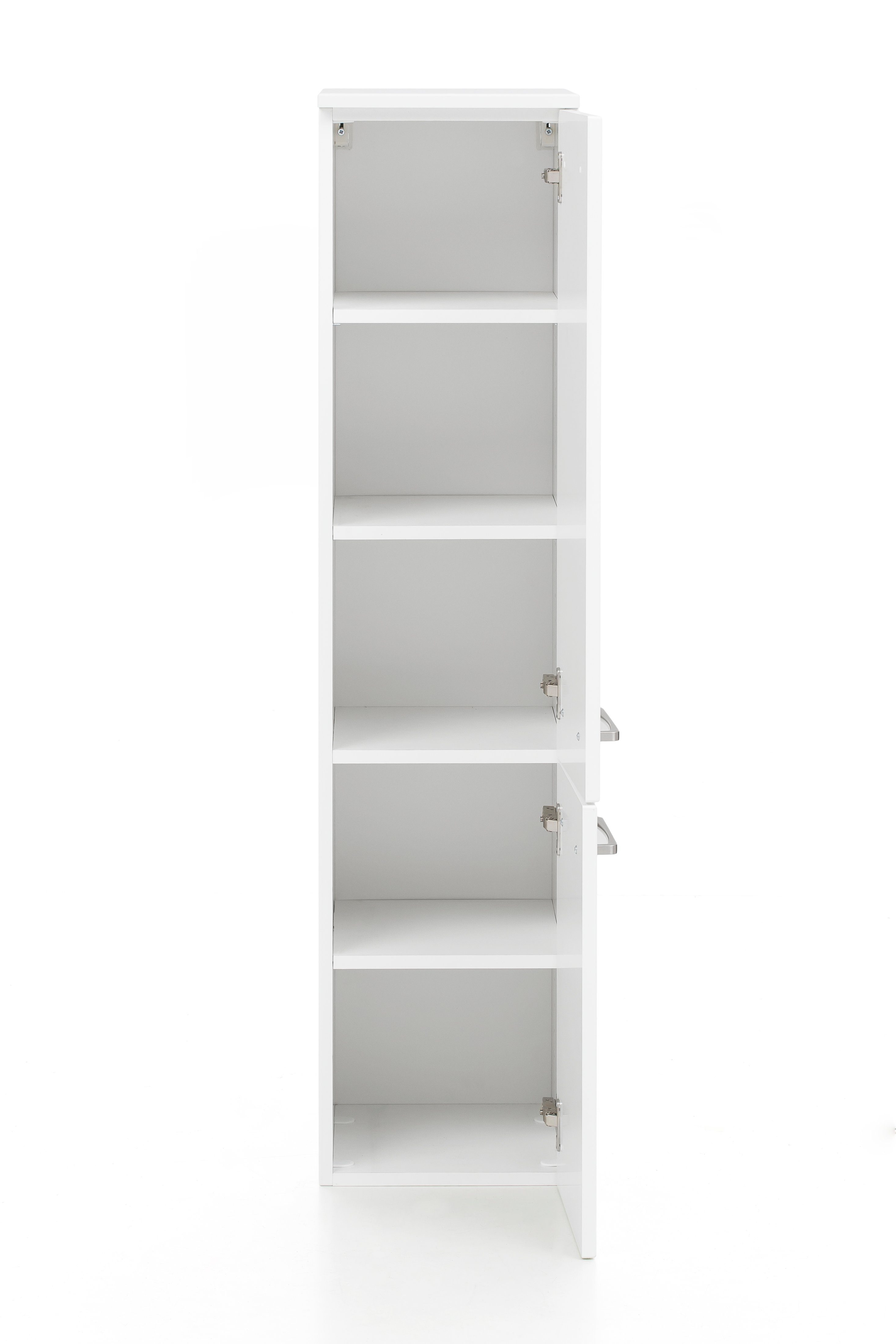 möbelando Midischrank Stockholm Moderner Midischrank, Front Tiefe MDF Höhe 30 Breite 2 in Türen, cm, Einlegeböden aus Möbelfüßen, mit 4 cm 130 cm, 35 Weiß, 3 und und Korpus Matt