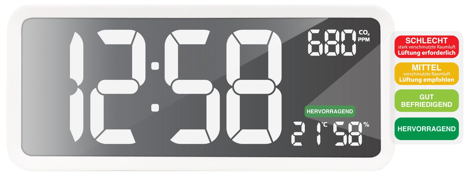 technoline Wanduhr WL 1040 (mit CO2 Messgerät)