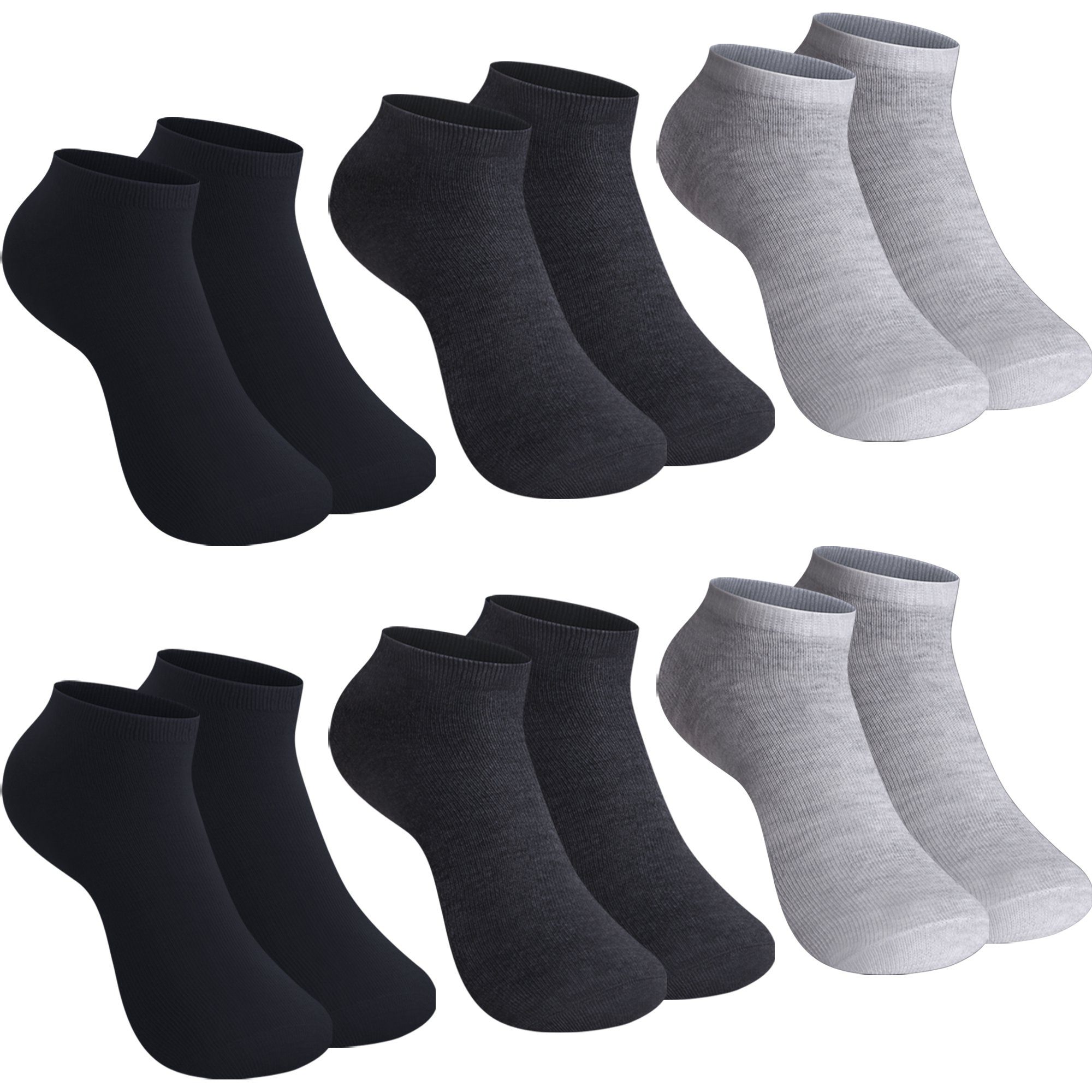 Libella Sneakersocken (12-Paar, Sneaker 10/12er 2301 Farbe Pack) Schwarz/Grau uni Paar Socken 10/12