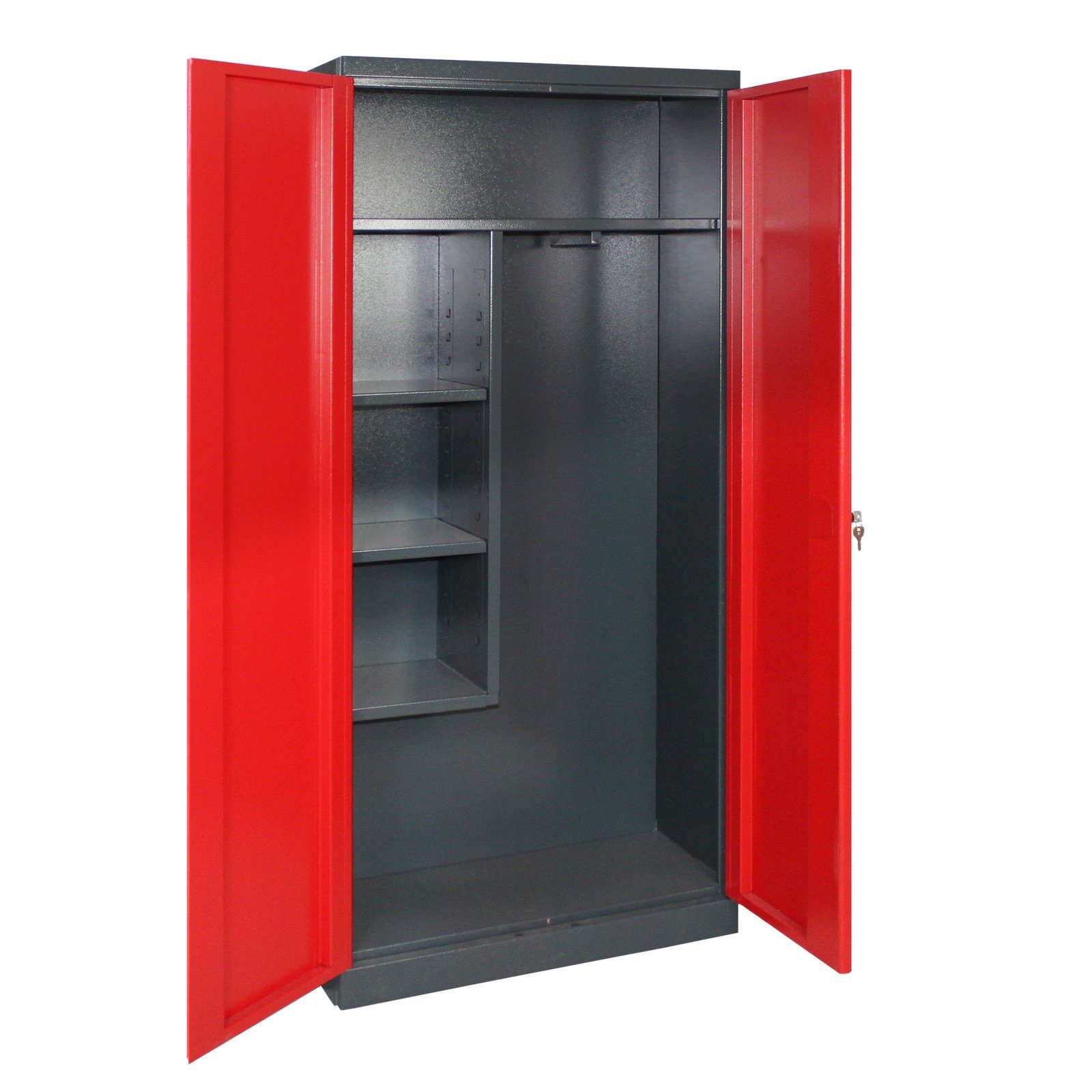 Grau Wäscheschrank HxBxT 2 Anthrazitgrau/Feuerrot Cat Putzmittelschrank 178x80x37cm, Türen, PROREGAL®