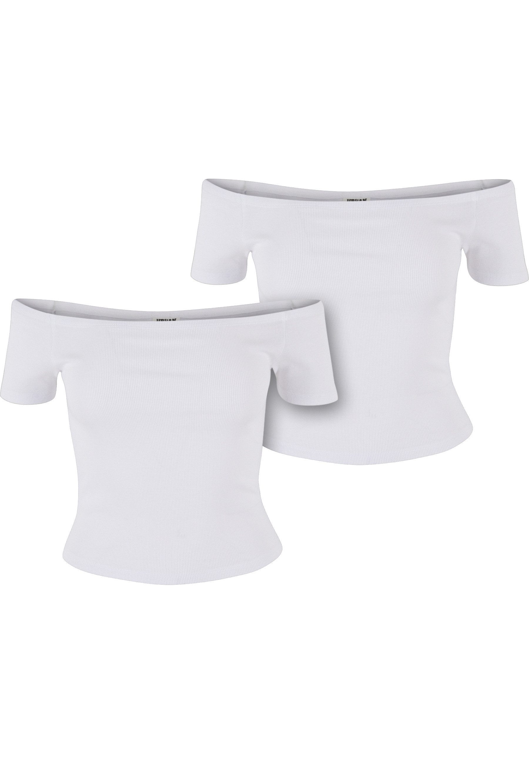URBAN CLASSICS T-Shirt Urban Classics Ladies Organic Off Shoulder Rib Tee 2-Pack (1-tlg)