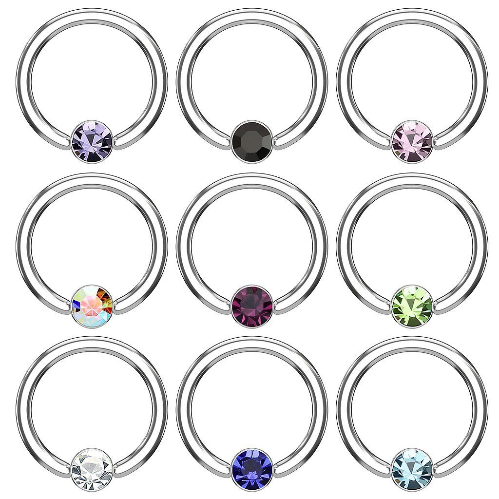 Taffstyle Nasenpiercing Helix Tragus Ohr Piercing Klemmring Flache Kugel Kristall, Ring Flach Kristall Klemm Kugel Septum Nasen Lippen Helix Ohr Tragus