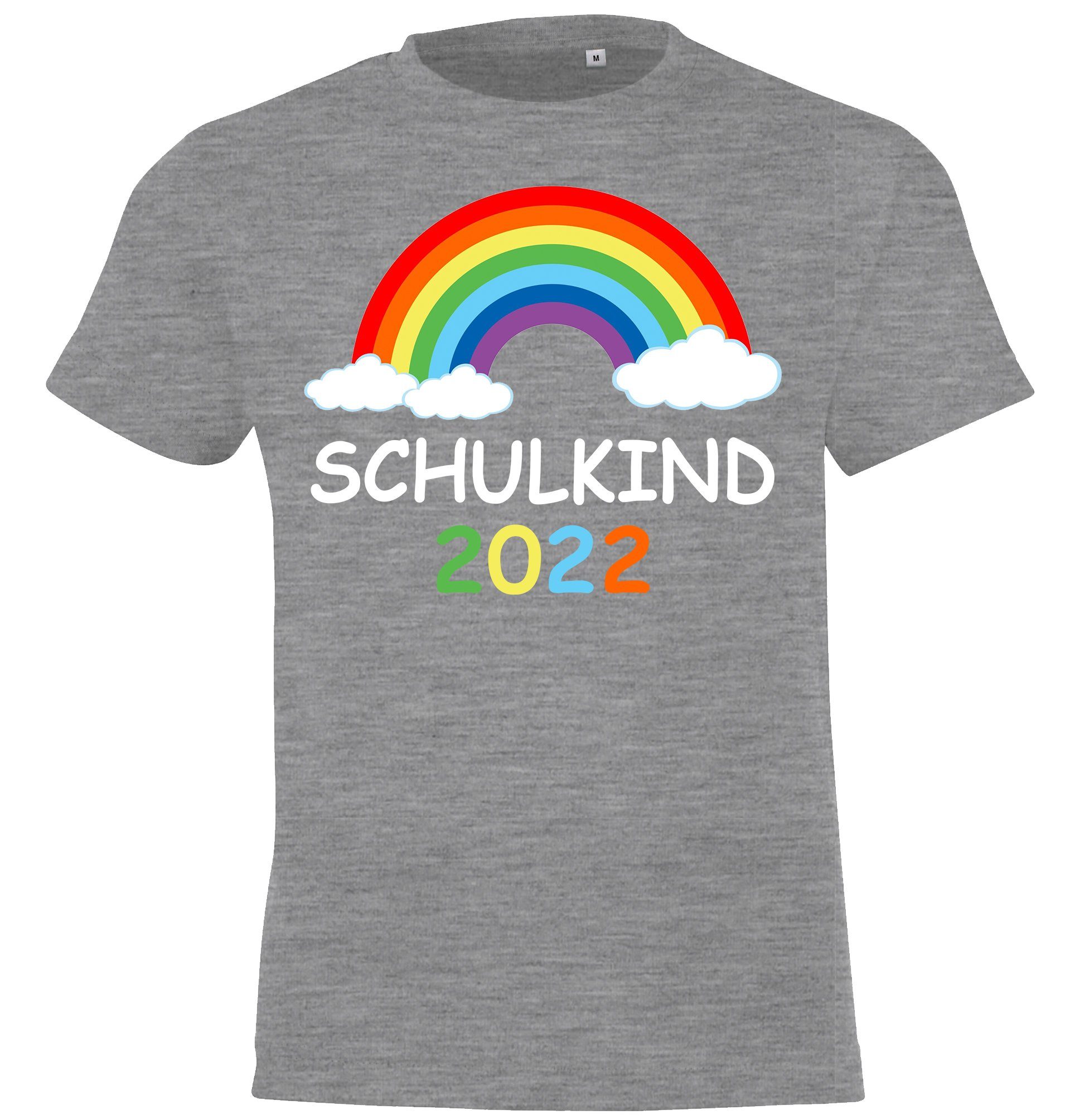 Youth Designz T-Shirt Schulkind 2022 Kinder Shirt mit süßem Regenbogen Frontaufdruck Grau