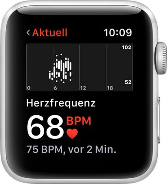 Apple Series 3 GPS, Aluminiumgehäuse mit Sportarmband 42mm Watch (Watch OS 5), inkl. Ladestation (magnetisches Ladekabel)