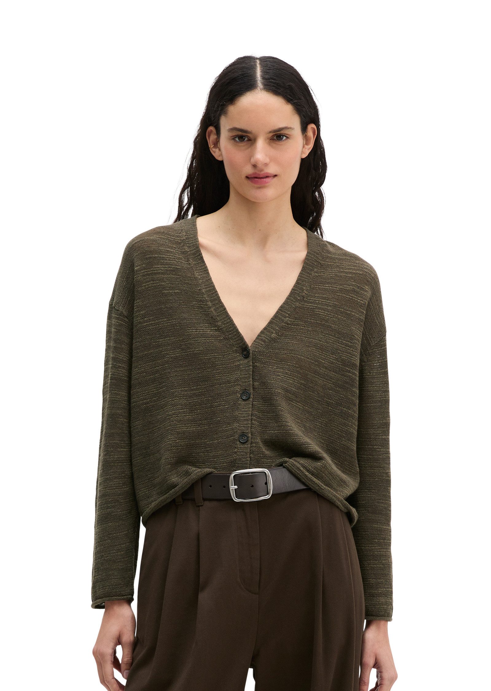 Cardigan aus Leinen-Baumwolle-Mix