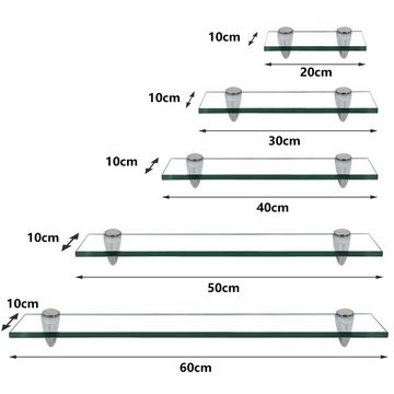 Bettizia Wandregal Glasregal Hängeregal Glasablage Glasplatte Badregal 20-60cm