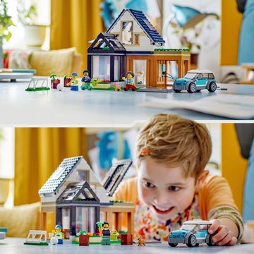 LEGO® Konstruktionsspielsteine Familienhaus mit Elektroauto (60398), LEGO® City, (462 St), Made in Europe