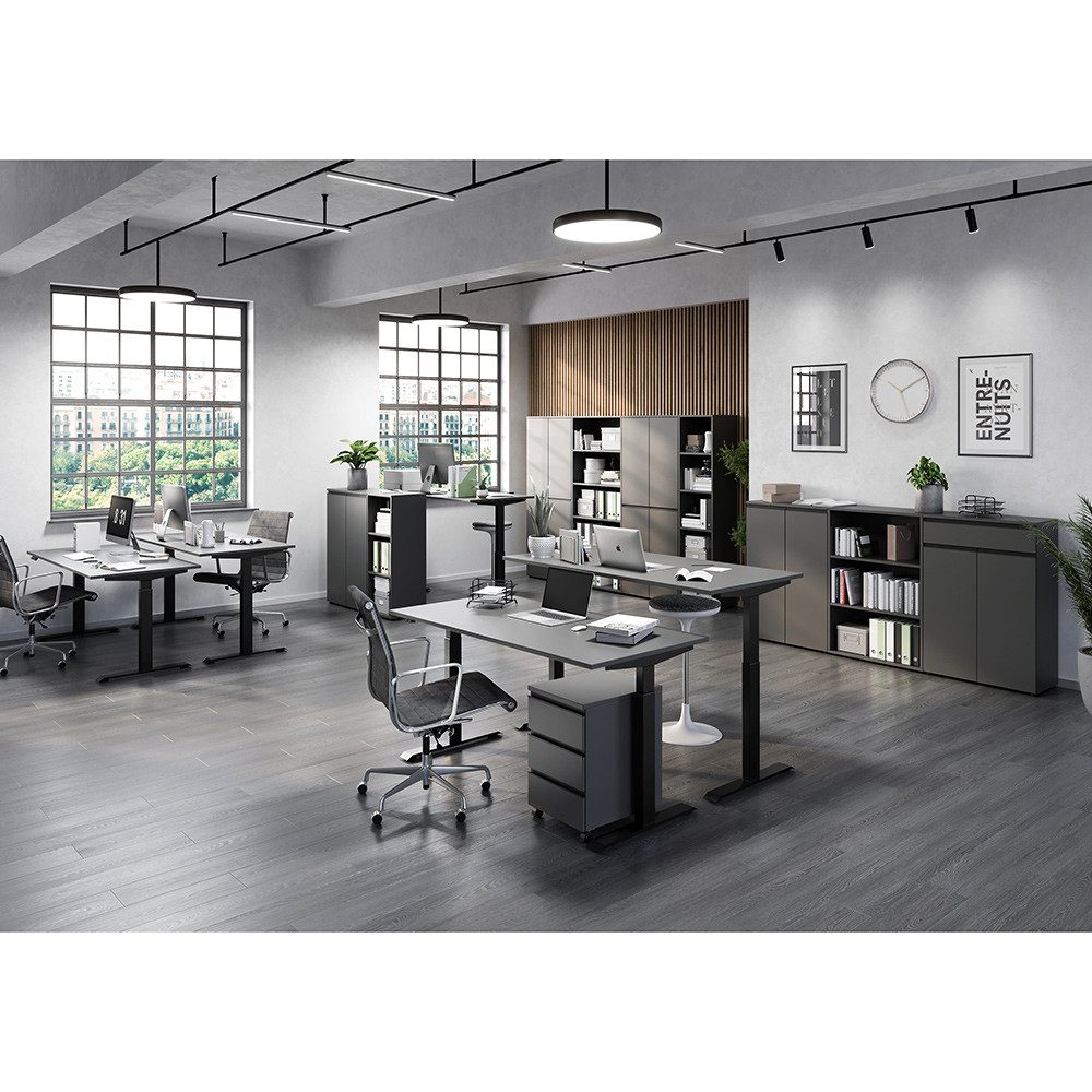 Lomadox Rollcontainer BETHANY-01, Container Schreibtisch, 3 Schubladen, rollbar, graphit