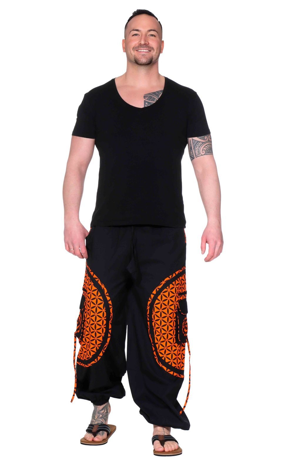 KUNST UND MAGIE Haremshose KUNST&MAGIE trendige Baggyhose bunte Lebensblume Hippiehose Cargo Hose