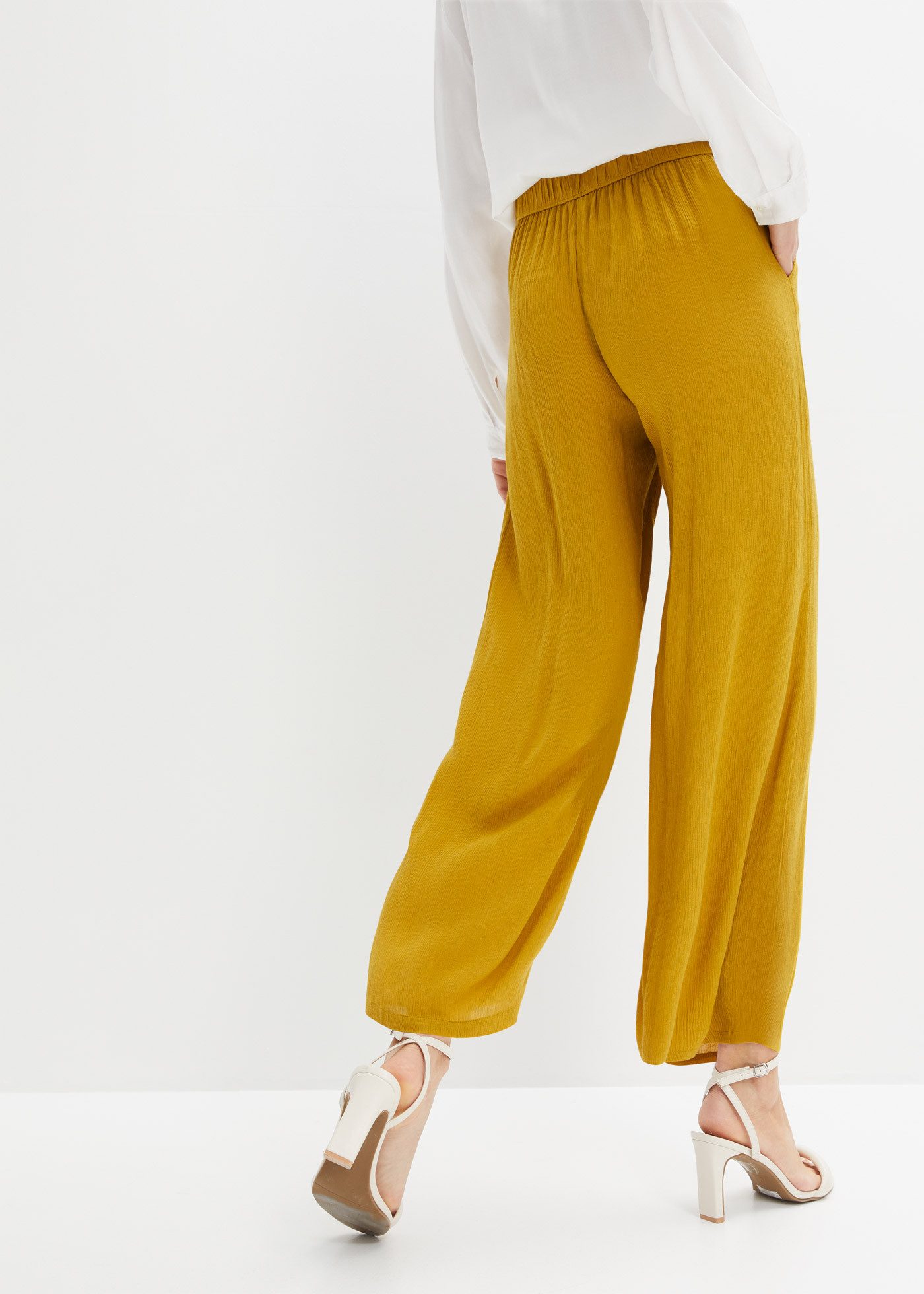 bonprix Schlupfhose aus Viskose, mit Bindeband, lockere Passform, mit Crinkle-Struktur