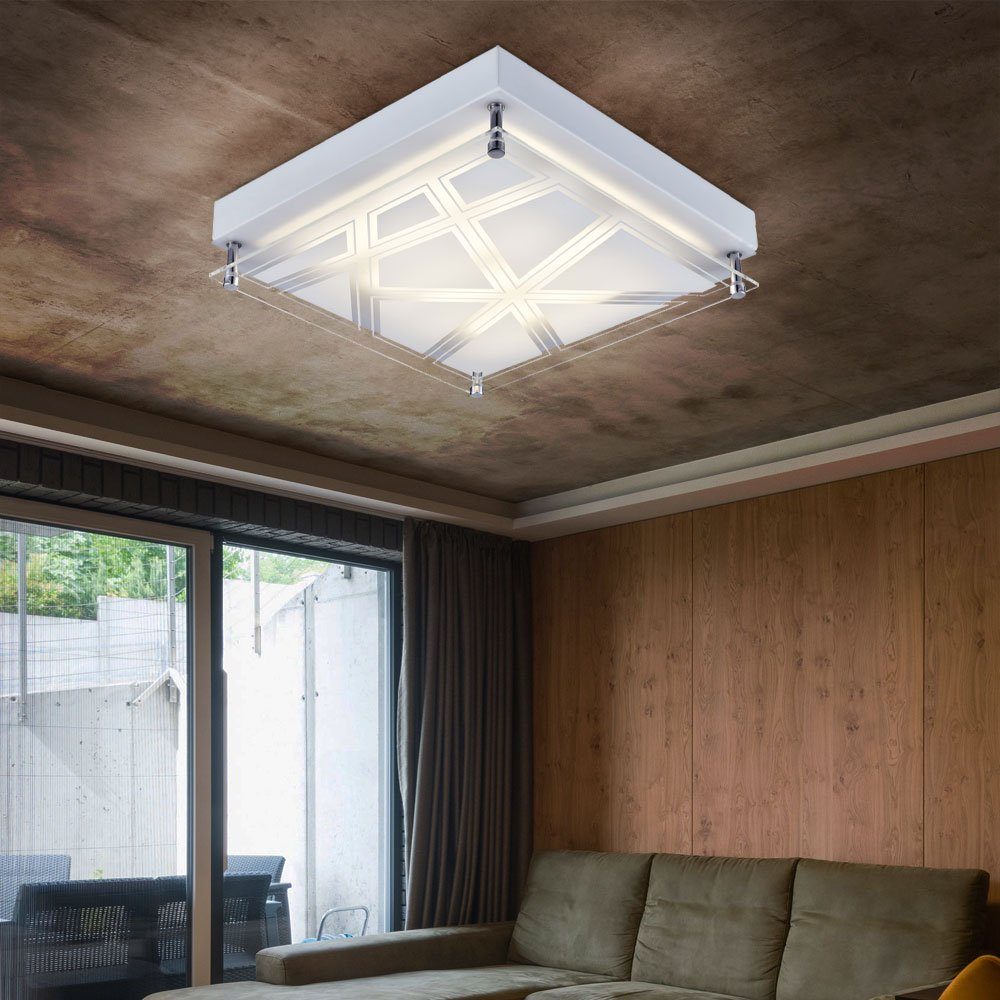 Esto LED Deckenleuchte, LED-Leuchtmittel fest verbaut, Neutralweiß, Deckenleuchte Deckenlampe Muster Wohnzimmer Beleuchtung silber in