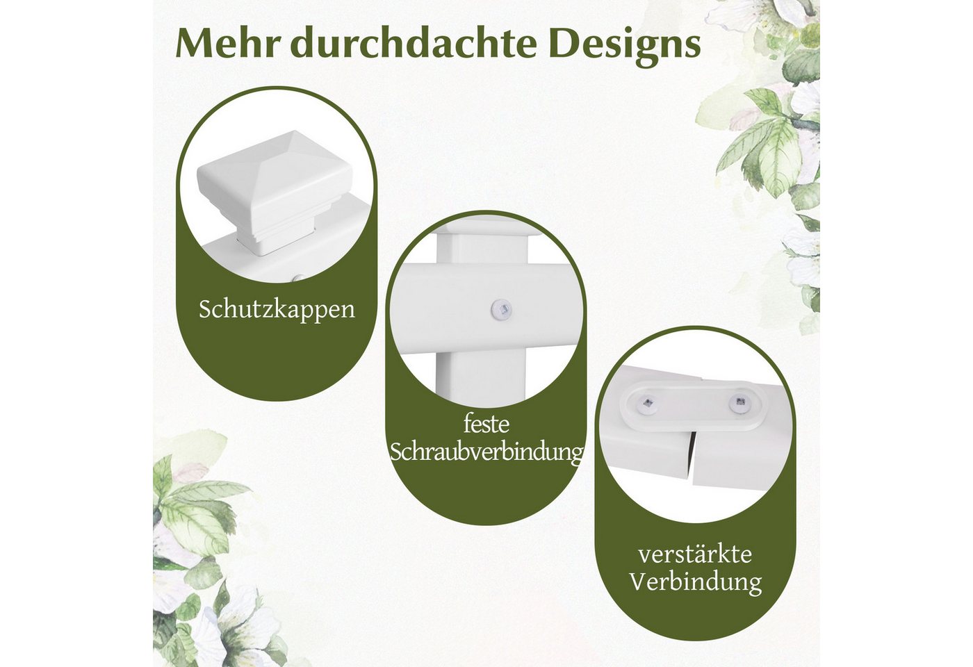 Thumbnail - KOMFOTTEU Gartenzaun, (2-St), Lamellenzaun mit Schutzkappen & Pfosten