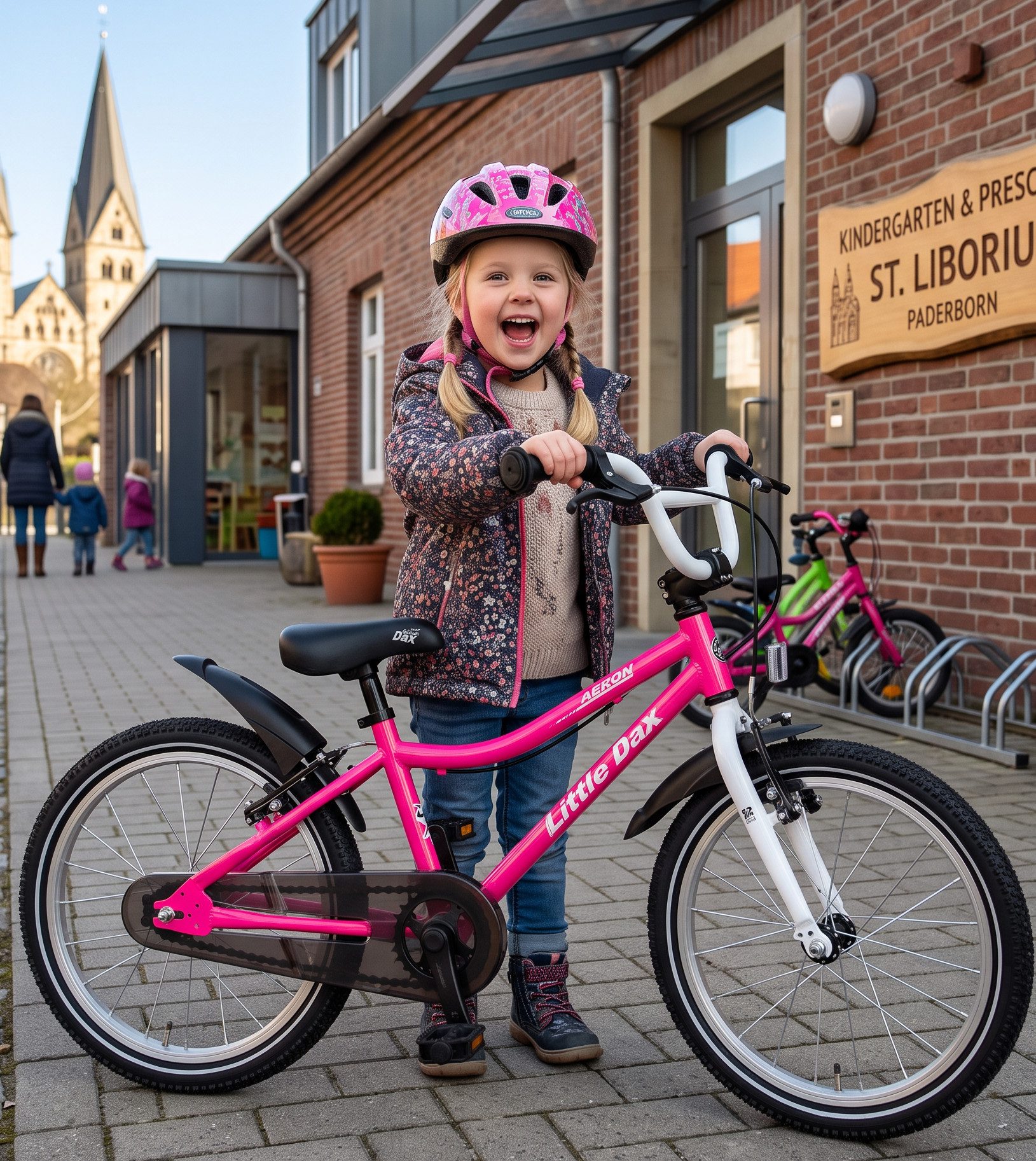 Bachtenkirch Kinderfahrrad 18 Zoll Pink Mädchen Fahrrad ab 4 Jahre, Schrittlänge des Kindes ab 48 cm, Einstellbare Sattelhöhe 52 bis 60 cm