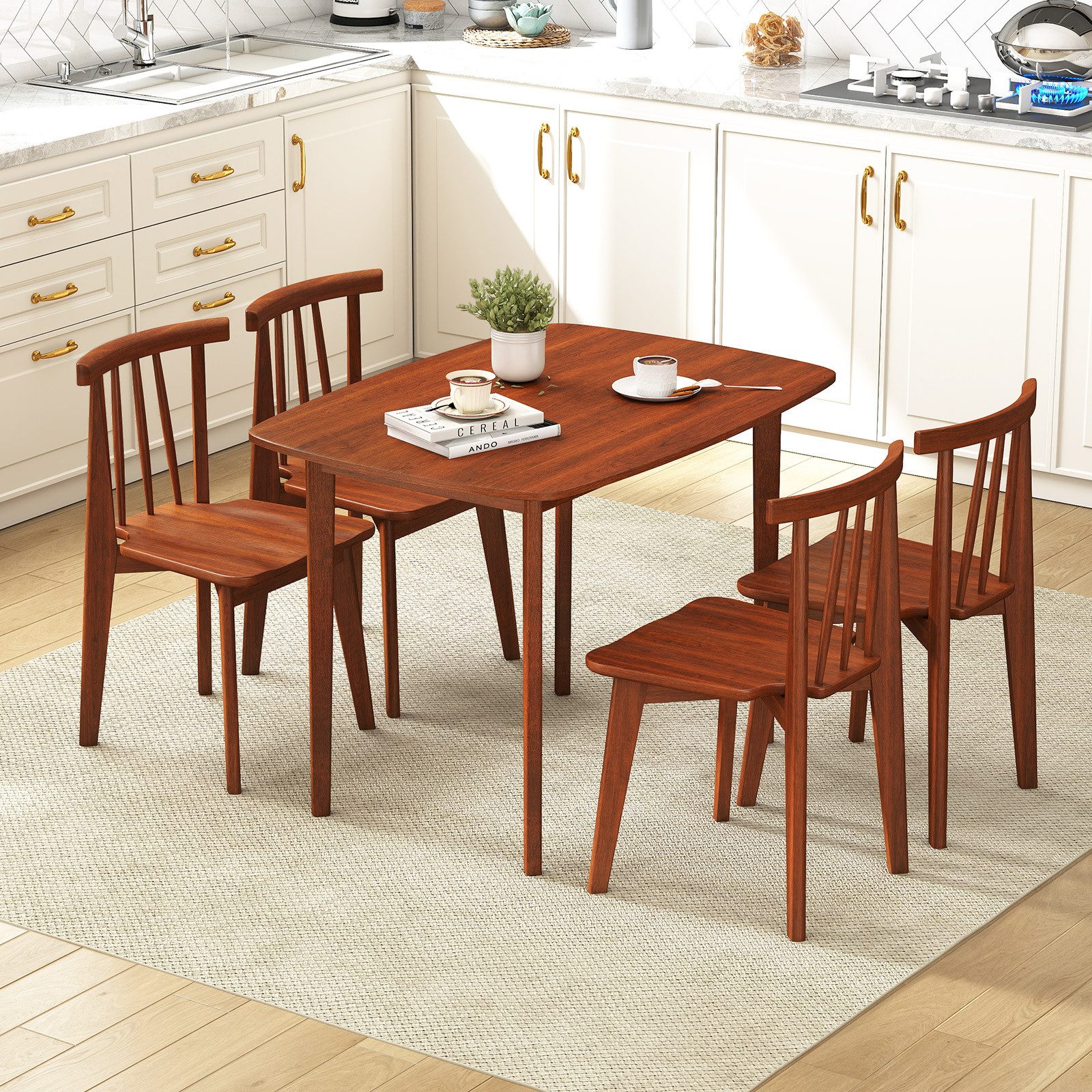 COSTWAY Esstisch, Holz, rechteckiger Küchentisch für 2-4 Personen 110x78x77 günstig online kaufen