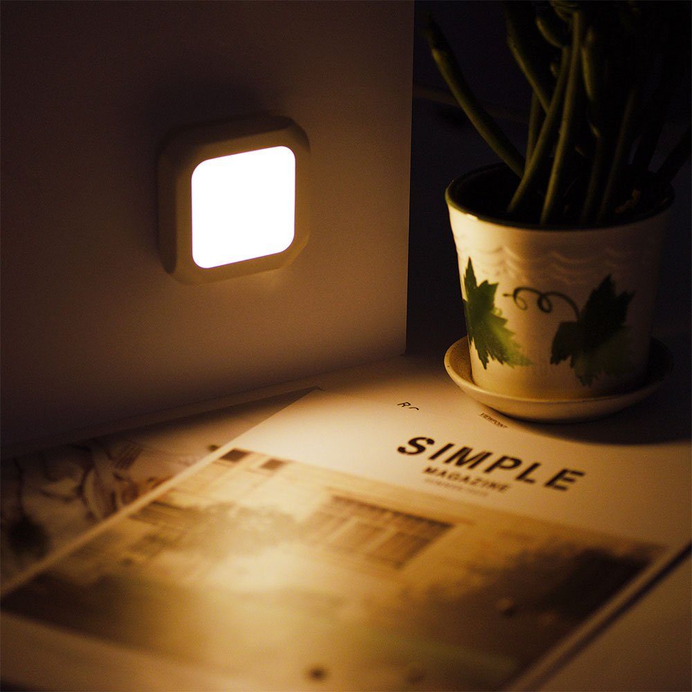 Flur Rosnek automatisch ein/aus LED Kinderzimmer Plug-in, Nachtlicht Schlafzimmer Warmweiß, Küche, für dimmbar,