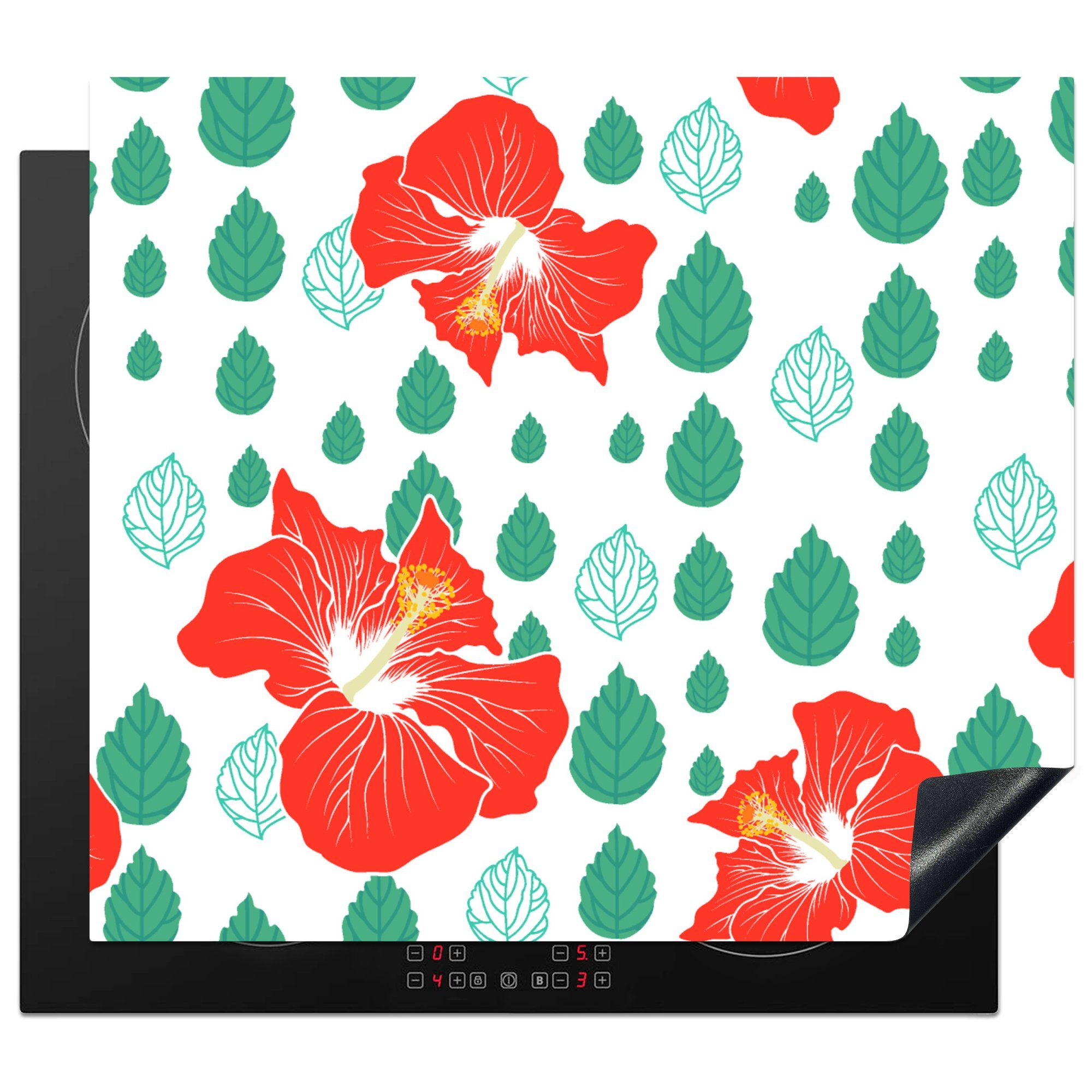 - Blume, cm, Hawaii 60x52 Hibiskus Arbeitsfläche (1 - - Vinyl, Muster Mobile Ceranfeldabdeckung Herdblende-/Abdeckplatte MuchoWow nutzbar, tlg),