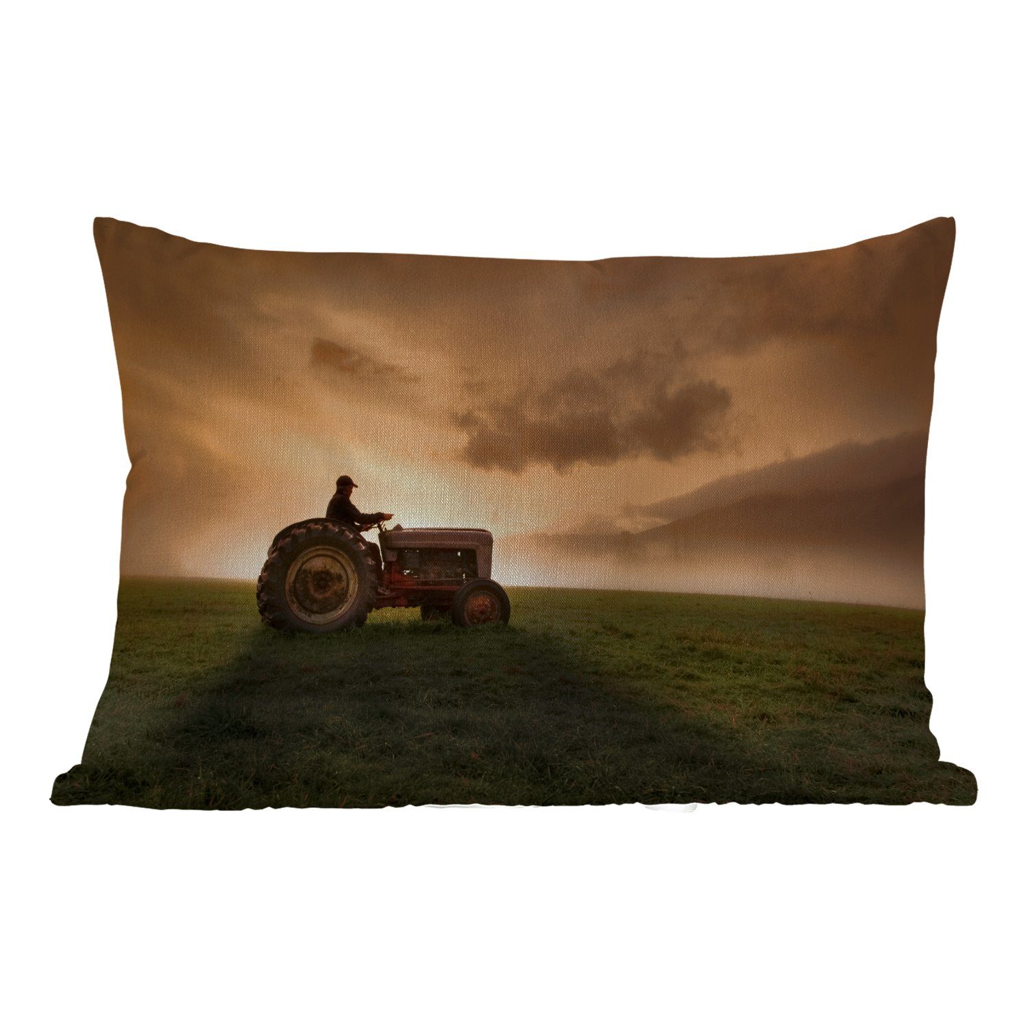 MuchoWow Dekokissen Traktor - Landwirt - Nebel, Outdoor-Dekorationskissen, Polyester, Dekokissenbezug, Kissenhülle