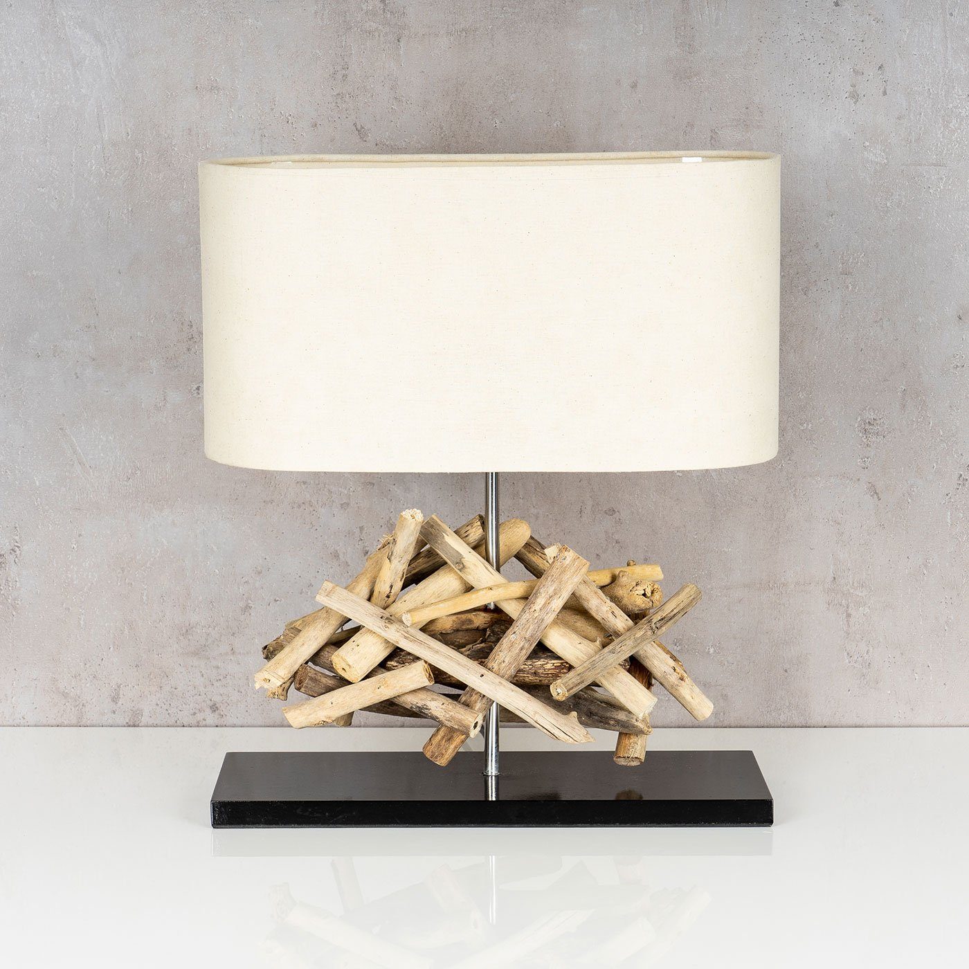 Levandeo® Nachttischlampe, Tischleuchte Teakholz Lampe Holz Tischlampe Deko Treibholz 42cm Höhe