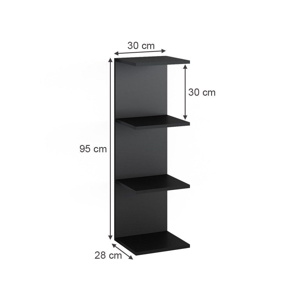 Vicco Bücherregal Paolo, Schwarz, 30 x 95 cm 2er Set, 2-tlg.