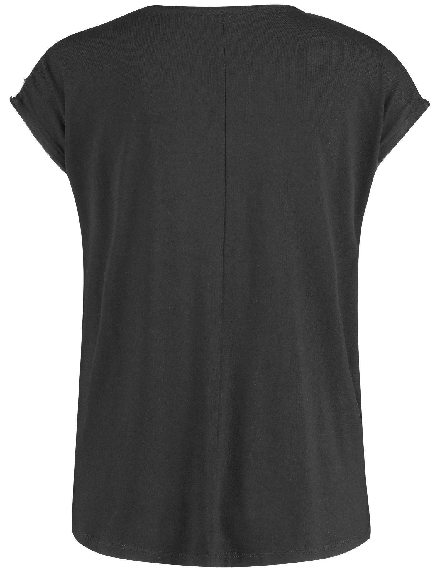 Shirt Kurzarmshirt Elegantes WEBER mit Paillettenbesatz und Material-Patch GERRY