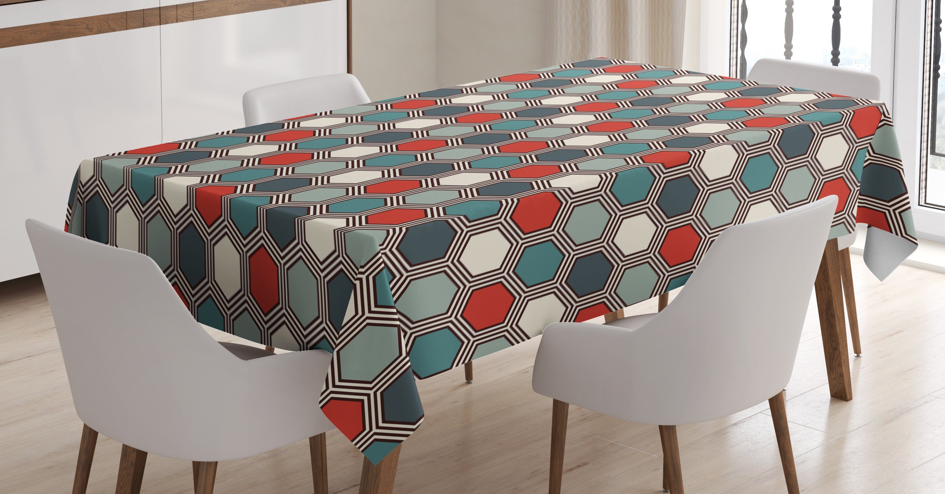 Abakuhaus Tischdecke Bereich Waschbar Für Außen Abstrakte Klare Farbfest Geometrisch geeignet Mosaik-Fliesen Farben, den