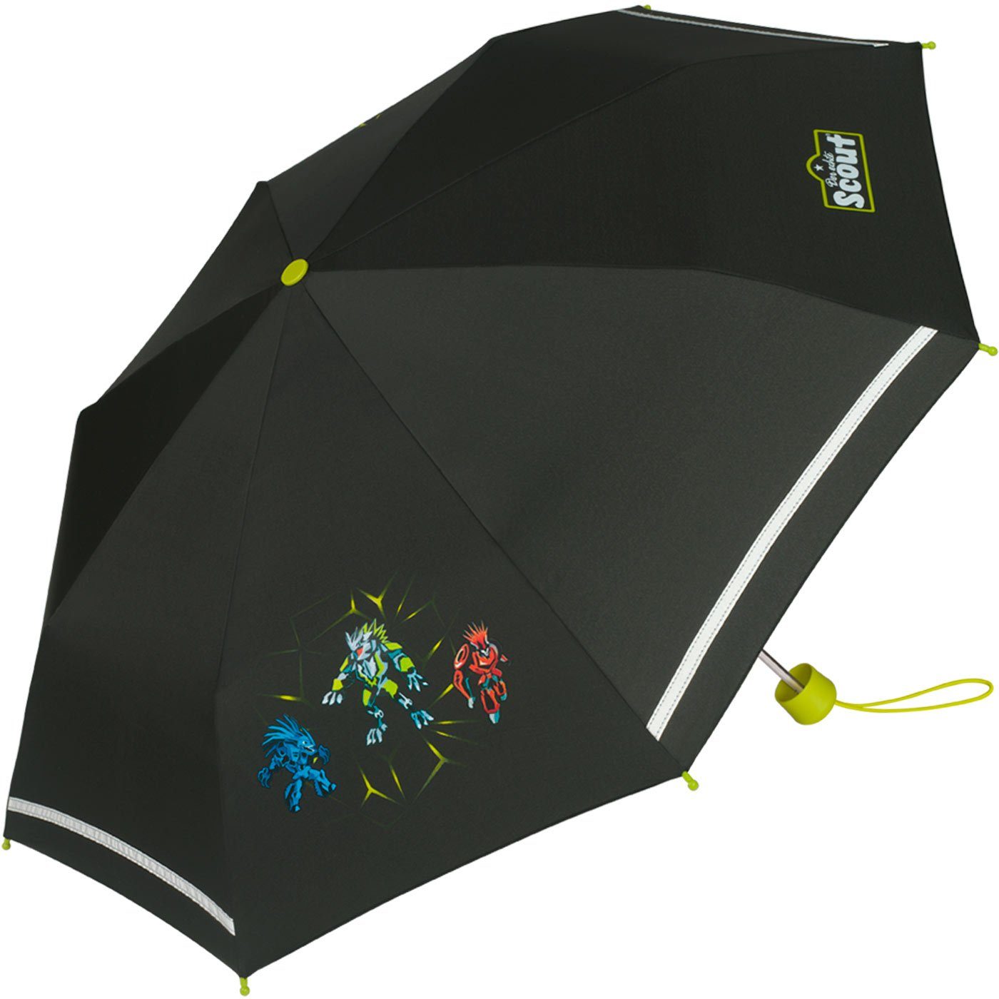 reflektierend extra Scout für Taschenregenschirm gemacht Kinder leicht Mini bedruckt, Kinderschirm