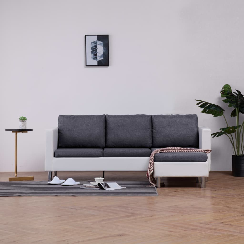 furnicato 3-Sitzer 3-Sitzer-Sofa mit Kissen Weiß Kunstleder