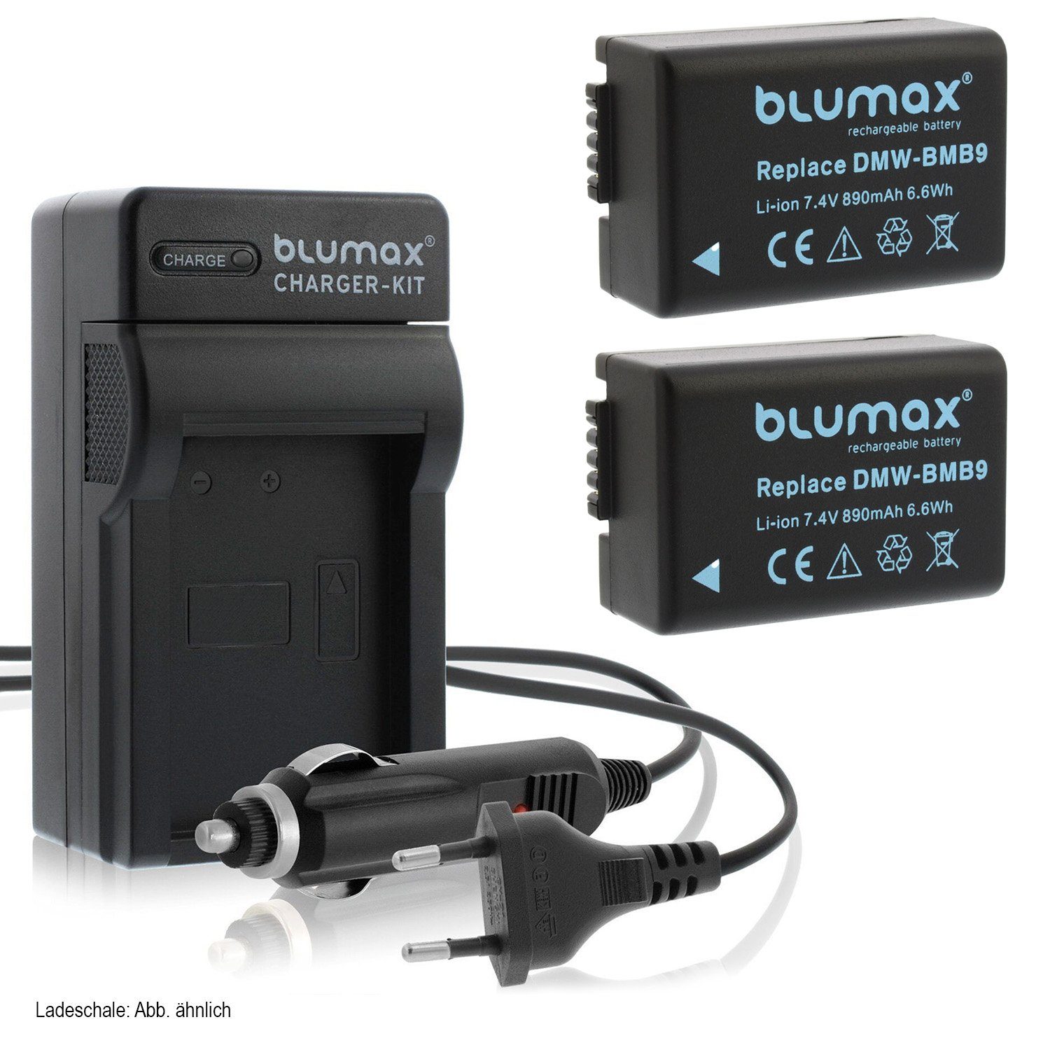 Blumax Set mit Lader DMW-BMB9 Kamera-Akku für Lumix 890mAh Panasonic