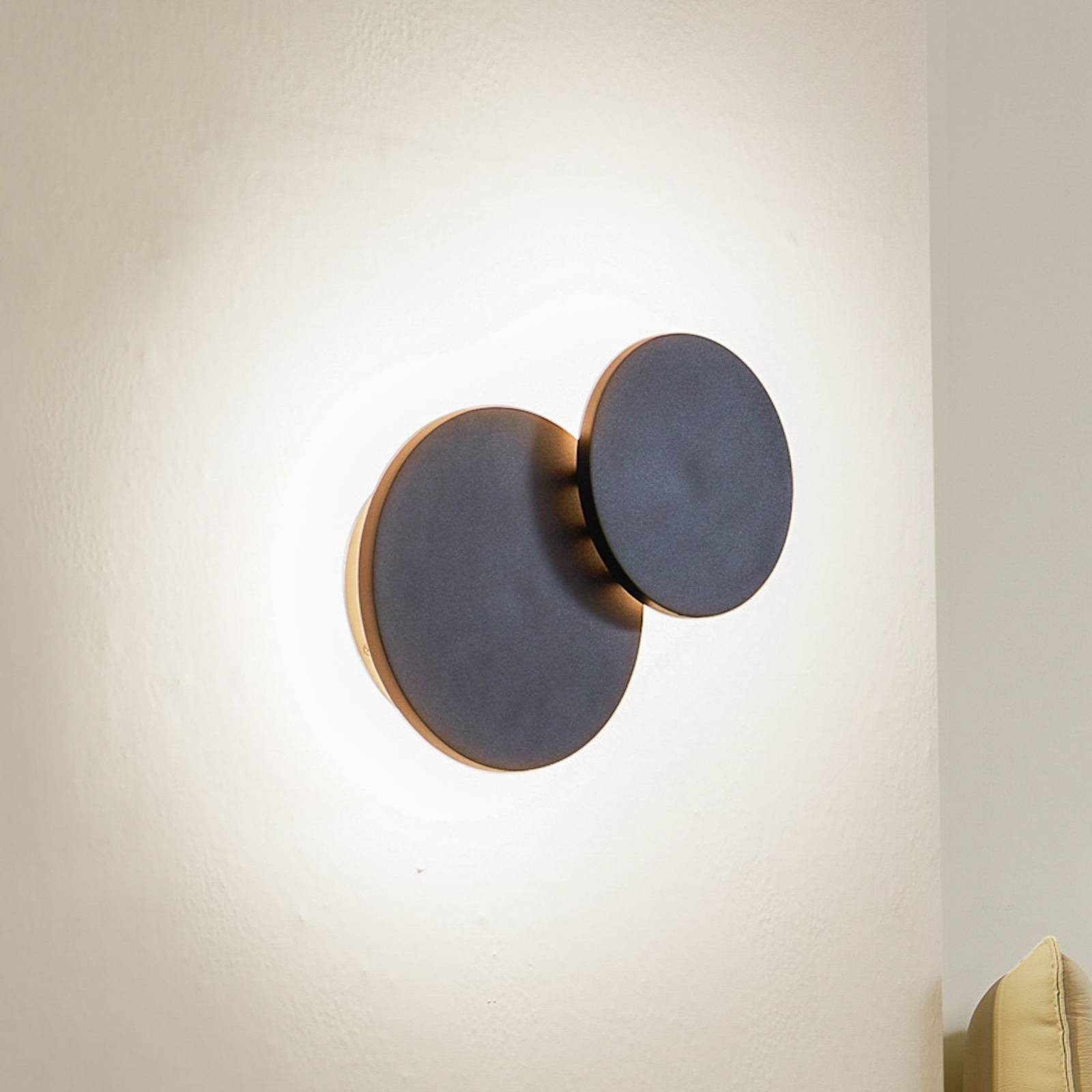 Lucande Wandleuchte Elrik, LED, Metall, Schwarz warmweiß IP20, LED 14,1 W gesamt, warmweiß