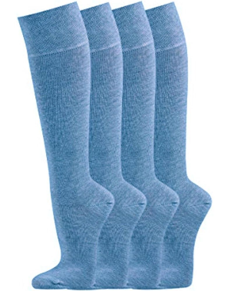 TippTexx 24 Kniestrümpfe 4 Paar Kniestrümpfe mit Komfortbund weiche Baumwolle Damen Herren (4 Paar) glattgestrickt, handgekettelt, ohne Gummidruck