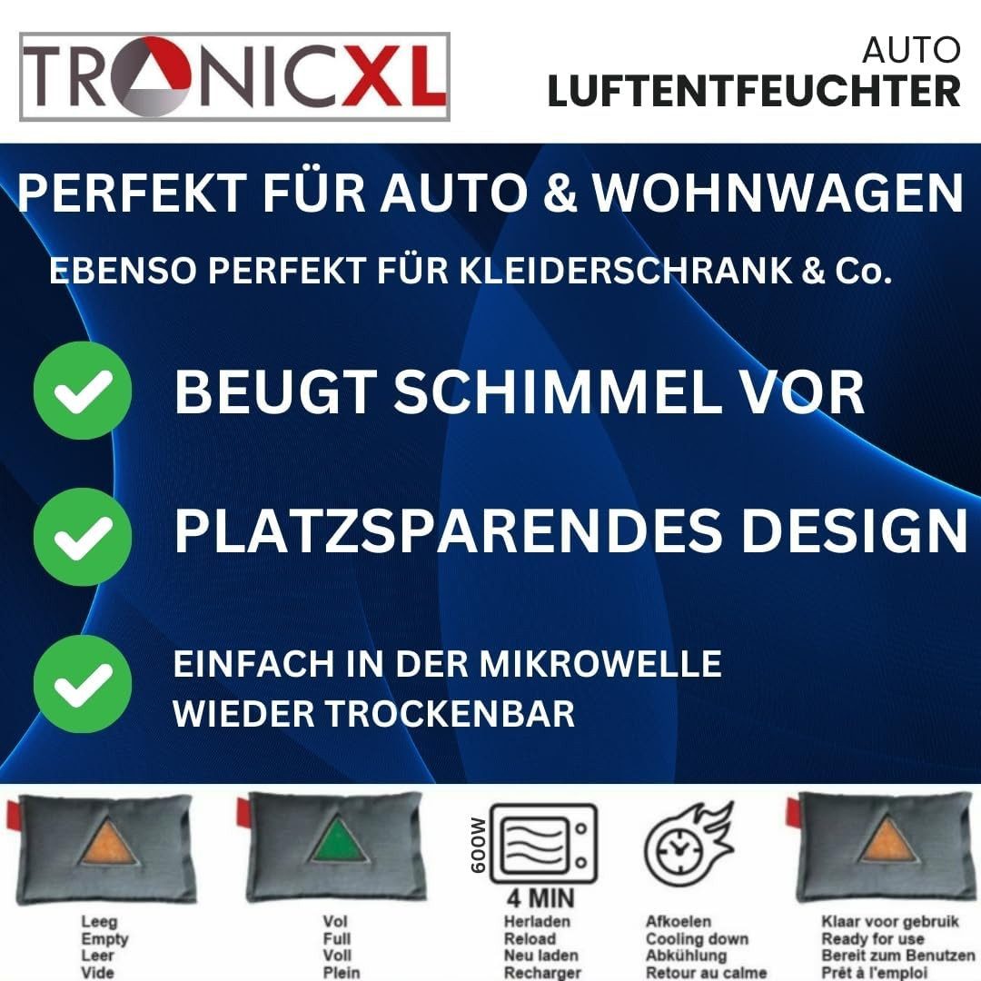 TronicXL Auto-Entfeuchter 4 Auto Luftentfeuchter Zubehör für PKW Wohnmobil Wohnwagen Entfeuchter, für PKW, LKW, Auto, Cockpit, Camping, zelt, wiederverwendbar – Bild 3 von 5