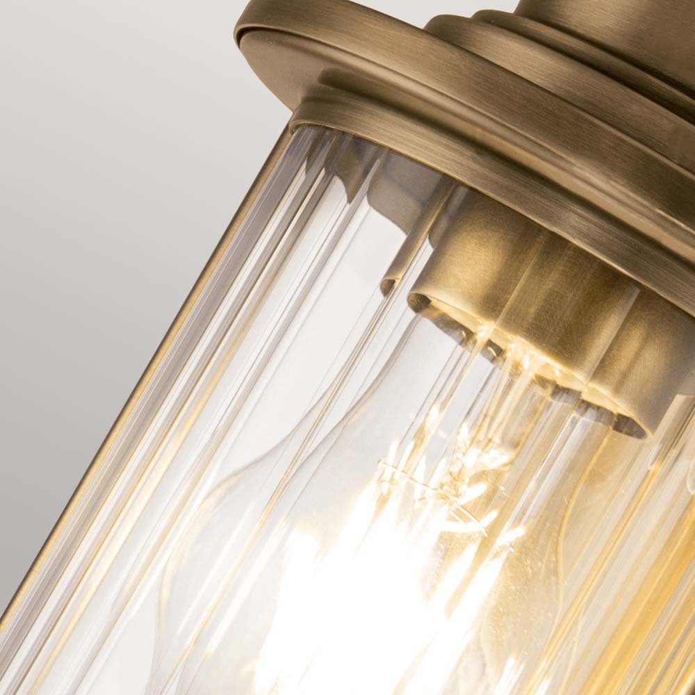 Elstead LIGHTING Wandleuchte, Leuchtmittel nicht inklusive, Wandlaterne Badezimmerleuchte Wandlampe IP44 Stahl alt-messing Glas