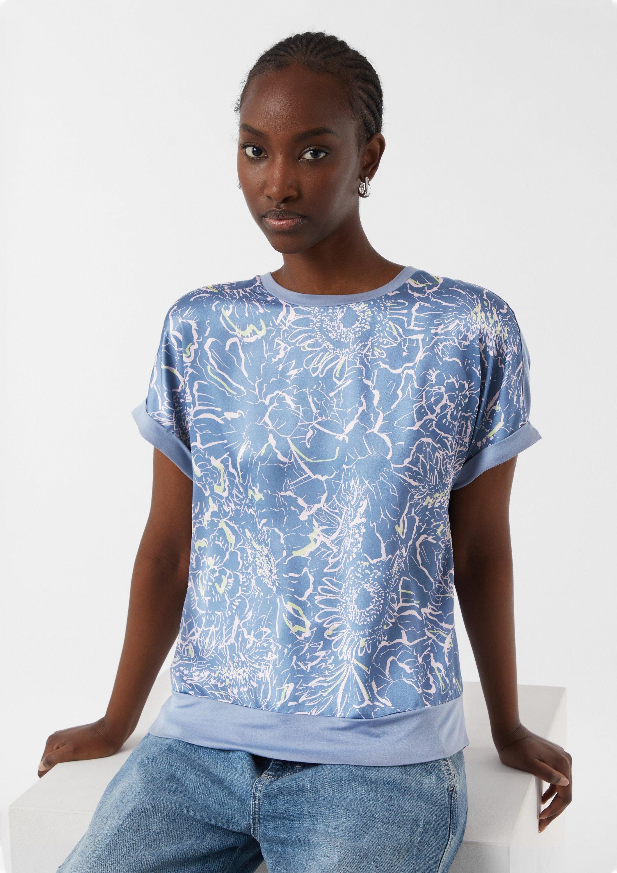 comma Kurzarmshirt T-Shirt T-Shirt im Fabricmix günstig online kaufen