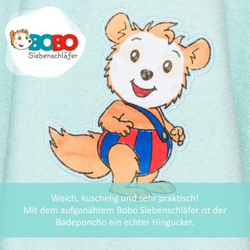 Smithy Badeponcho Kind Baby Bobo Siebenschläfer, 0 bis 5 Jahre, Baumwolle, Druckknopf am Armloch