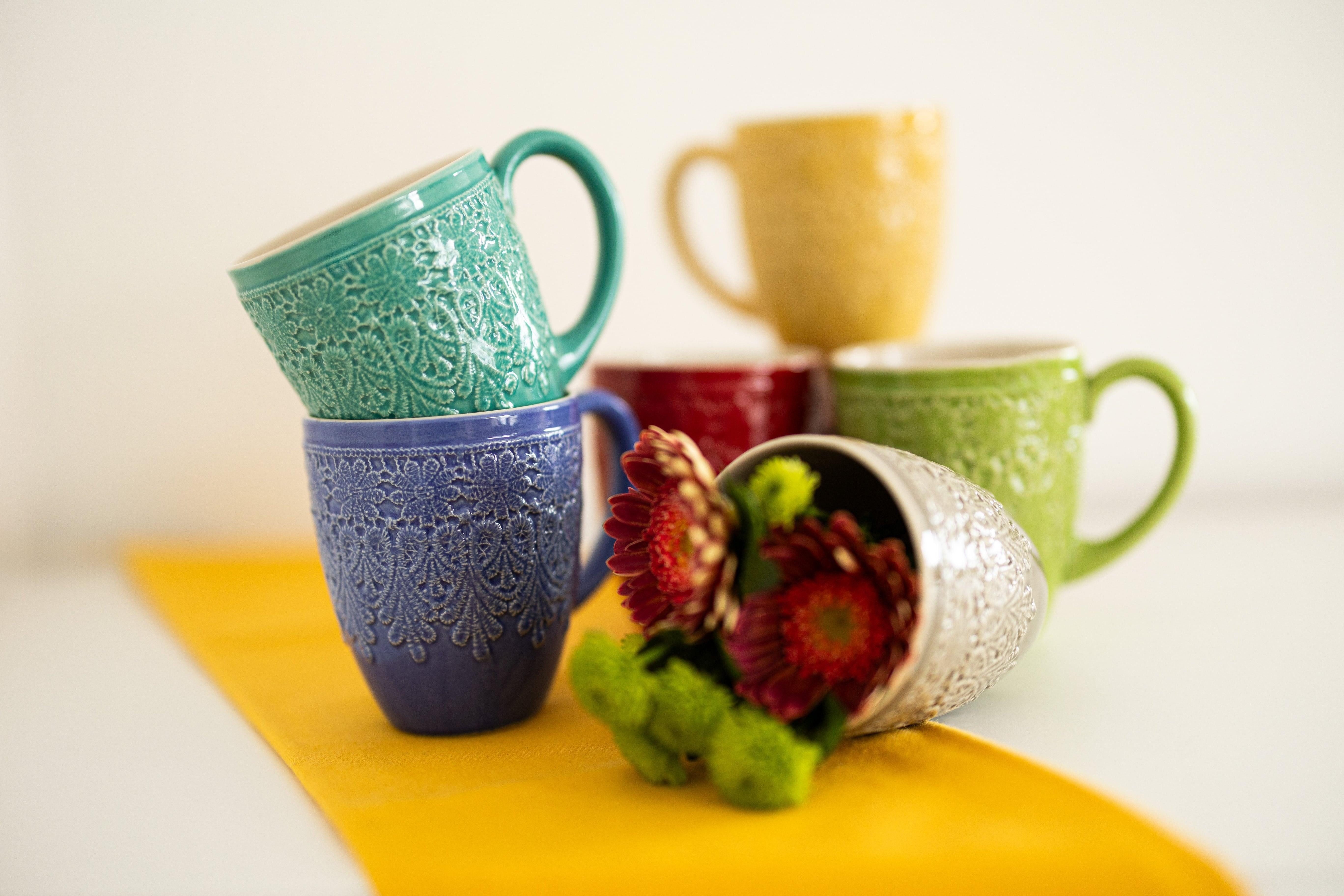 El Puente Becher Kaffeebecher "Bloom", Handmade, Keramik, Fair Trade
