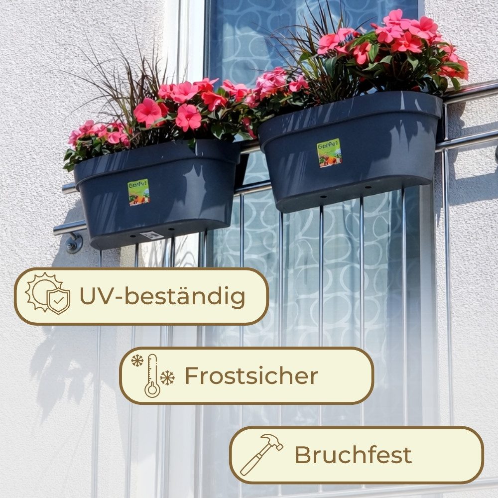 GarPet Balkonkasten Geländerkasten Balkon mit Wasserspeicher Blumen Topf Kasten Geländer – Bild 5 von 5