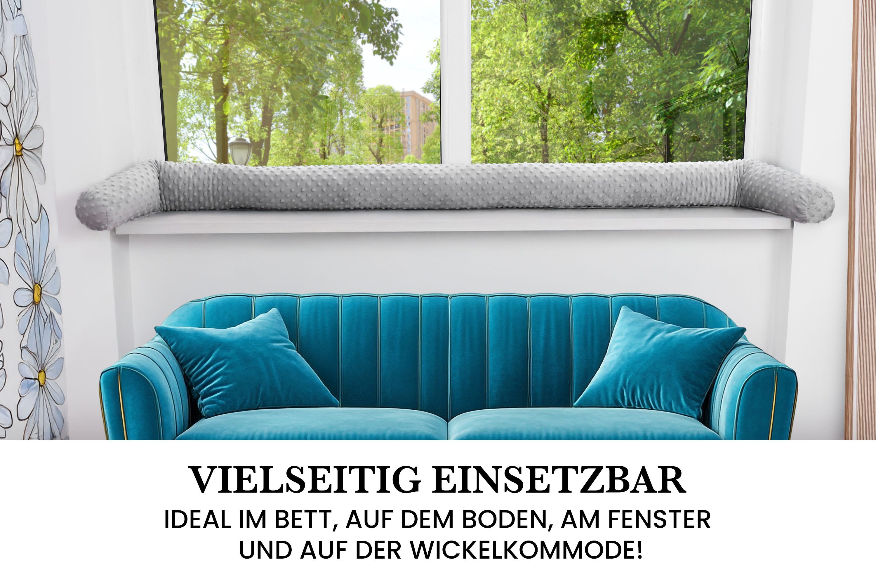 Amilian Nestchenschlange Bettschlange 210cm - Seitenschläferkissen - Nestschlangen, Nestchen - Bettumrandung als Kopfschutz - Kantenschutz für Babybett – Bild 5 von 5