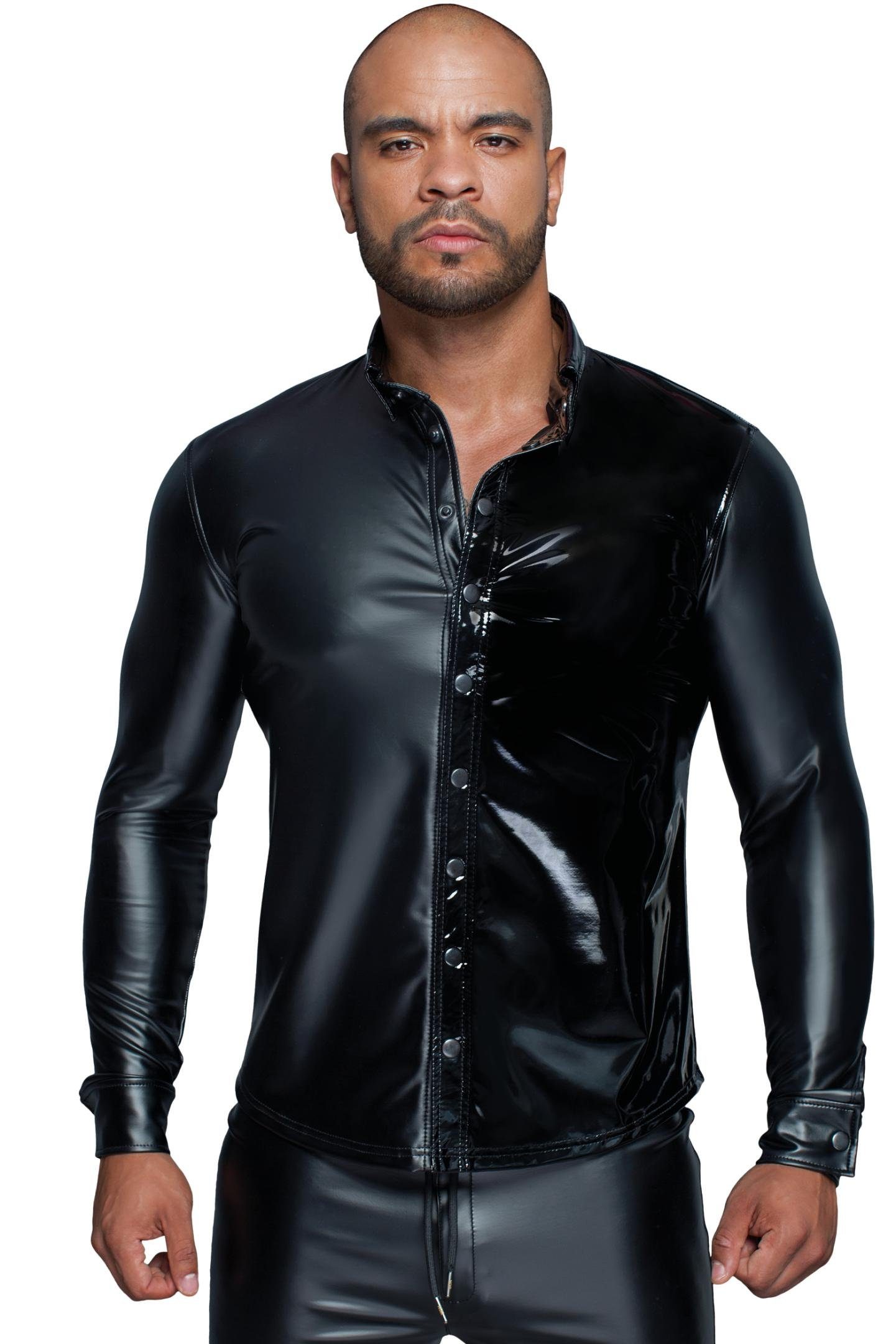 Noir Handmade Men Langarmhemd Herren-Hemd in schwarz - S – Bild 5 von 5