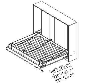 QMM TraumMöbel Schrankbett horizontal HB 120x200 mit 2 Schränken & Aufsatz (Set) horizontal klappbar