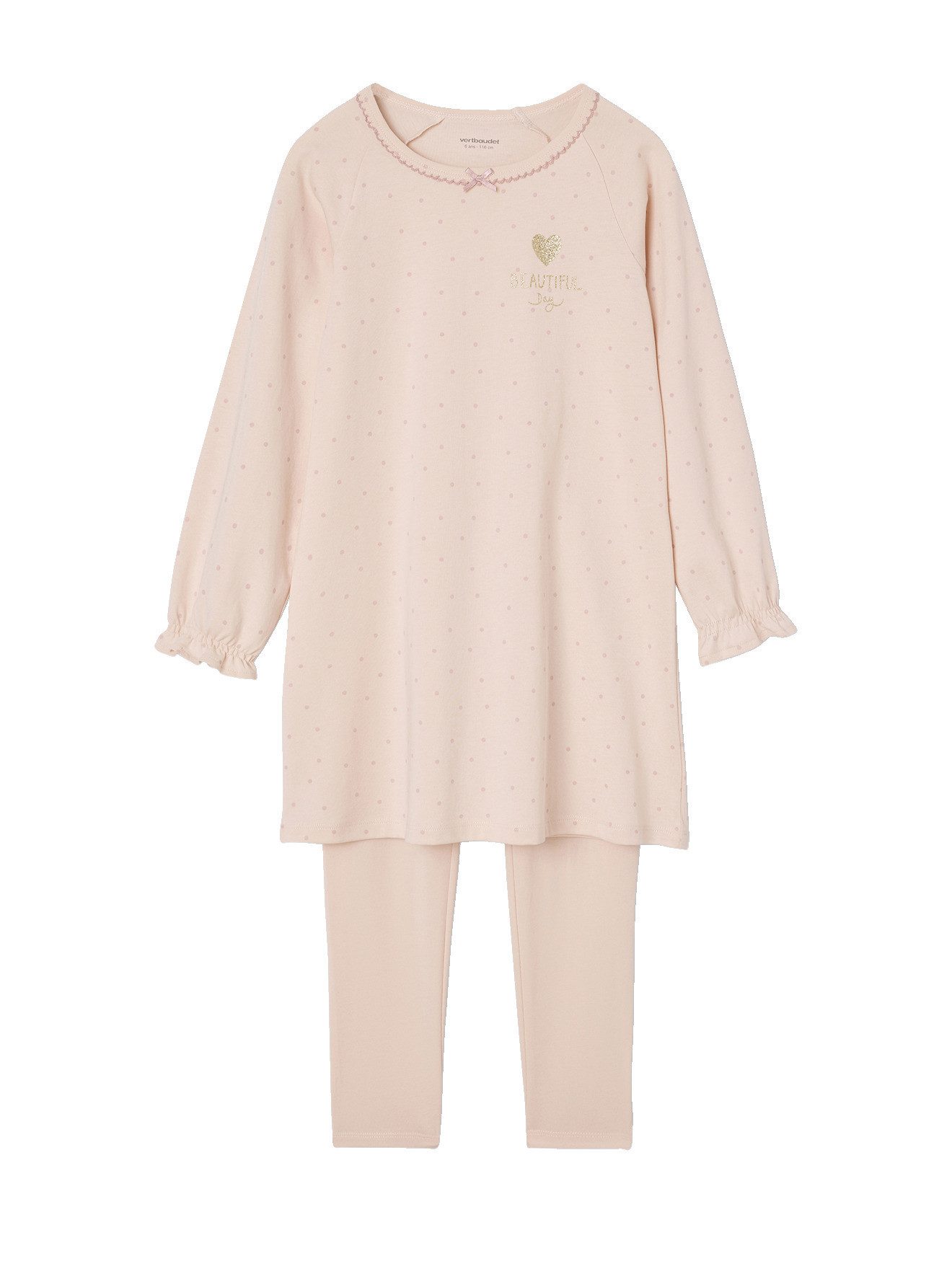 vertbaudet Nachthemd Mädchen Nachthemden mit Leggings, geblümt 2er-Pack