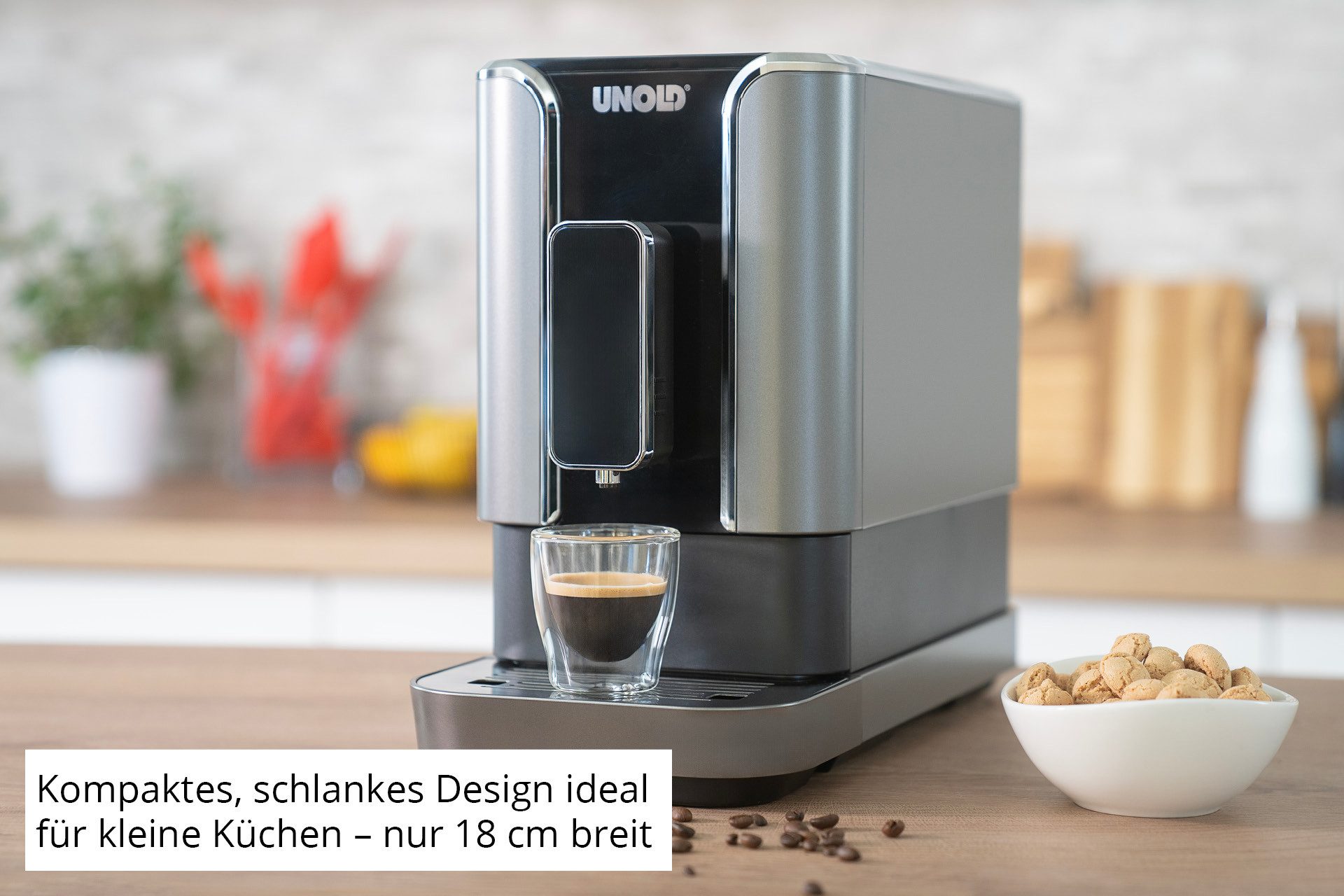 Unold Kaffeevollautomat Luca 28835, Individuelle Tassengrößen Entkalkungsprogramm Heißwasser-Funktion