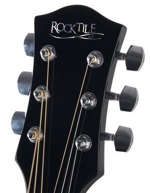 Rocktile Westerngitarre D-60 Akustikgitarre, Dreadnought, Spar-Set, Inkl. Koffer, D'Addario Saiten - Boden & Zarge: Mahagoni